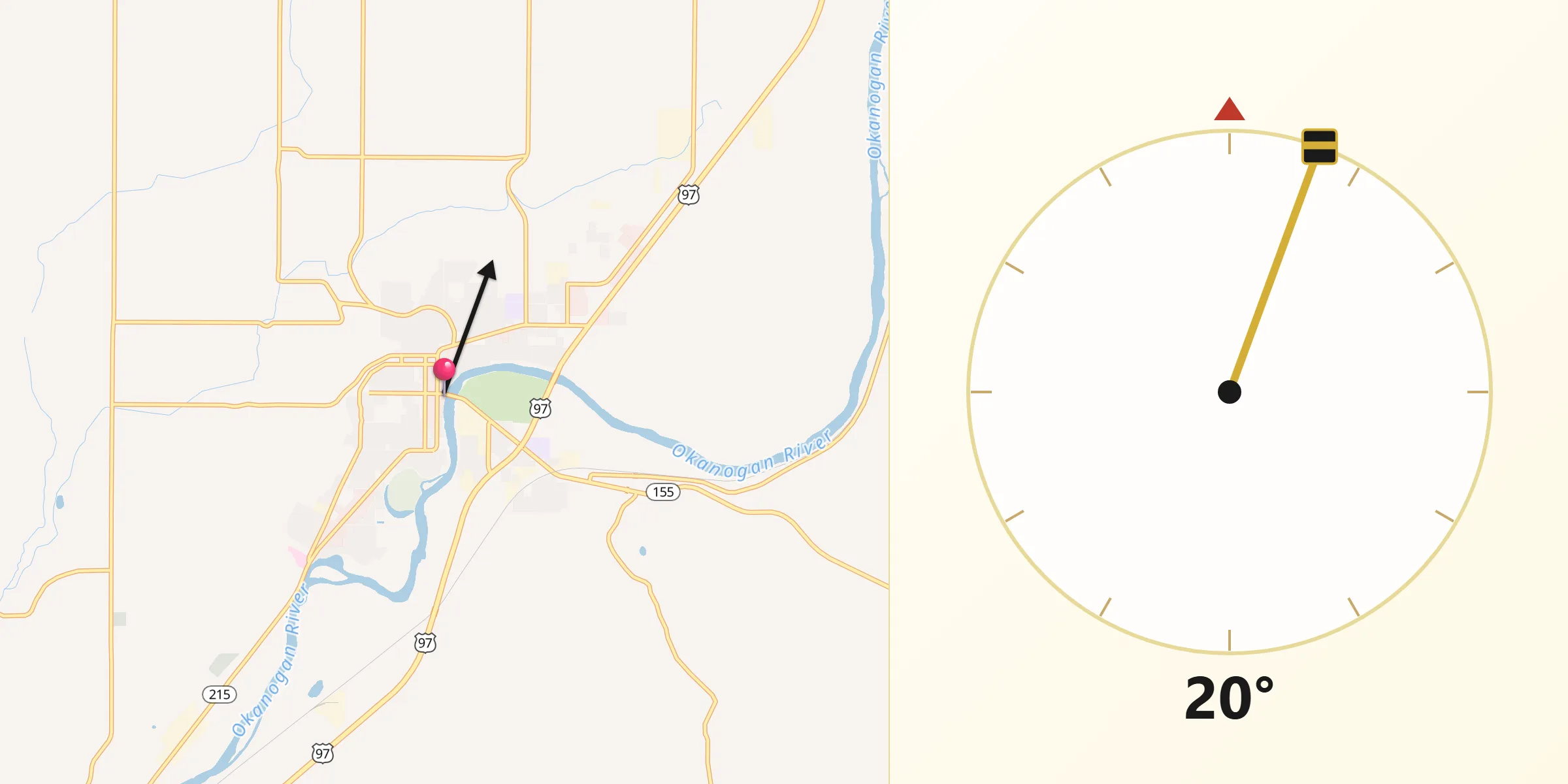 Qibla Direction from Omak