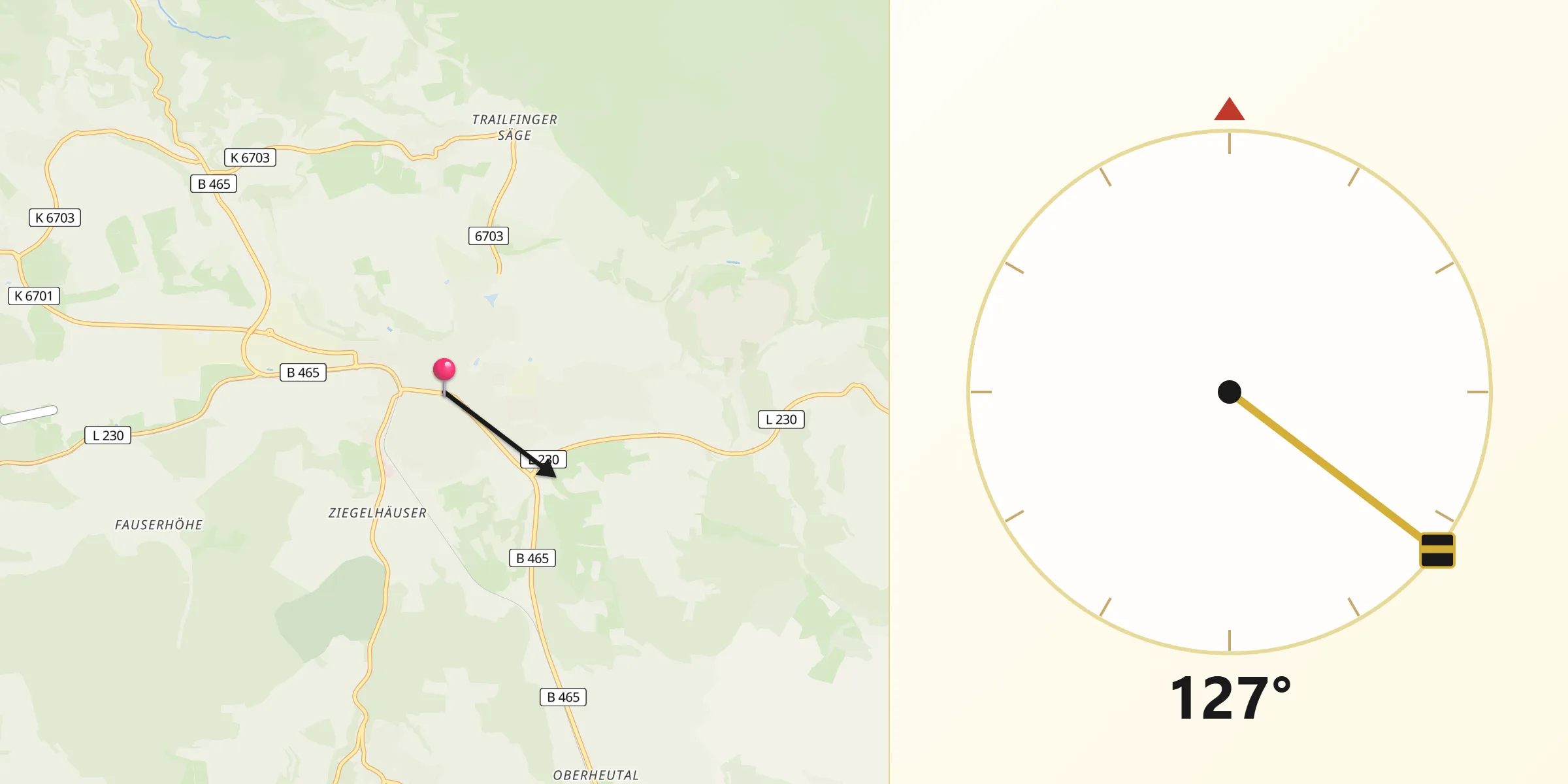 Qibla-Richtung von Münsingen (Württemberg)