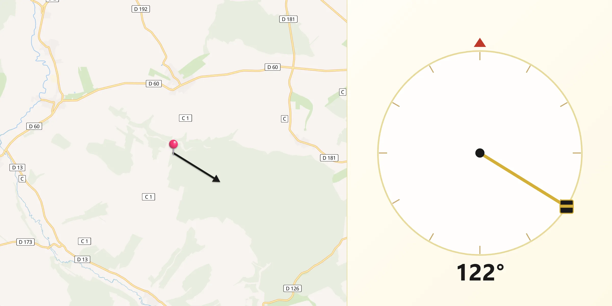 Direction vers la Qibla depuis Mathons