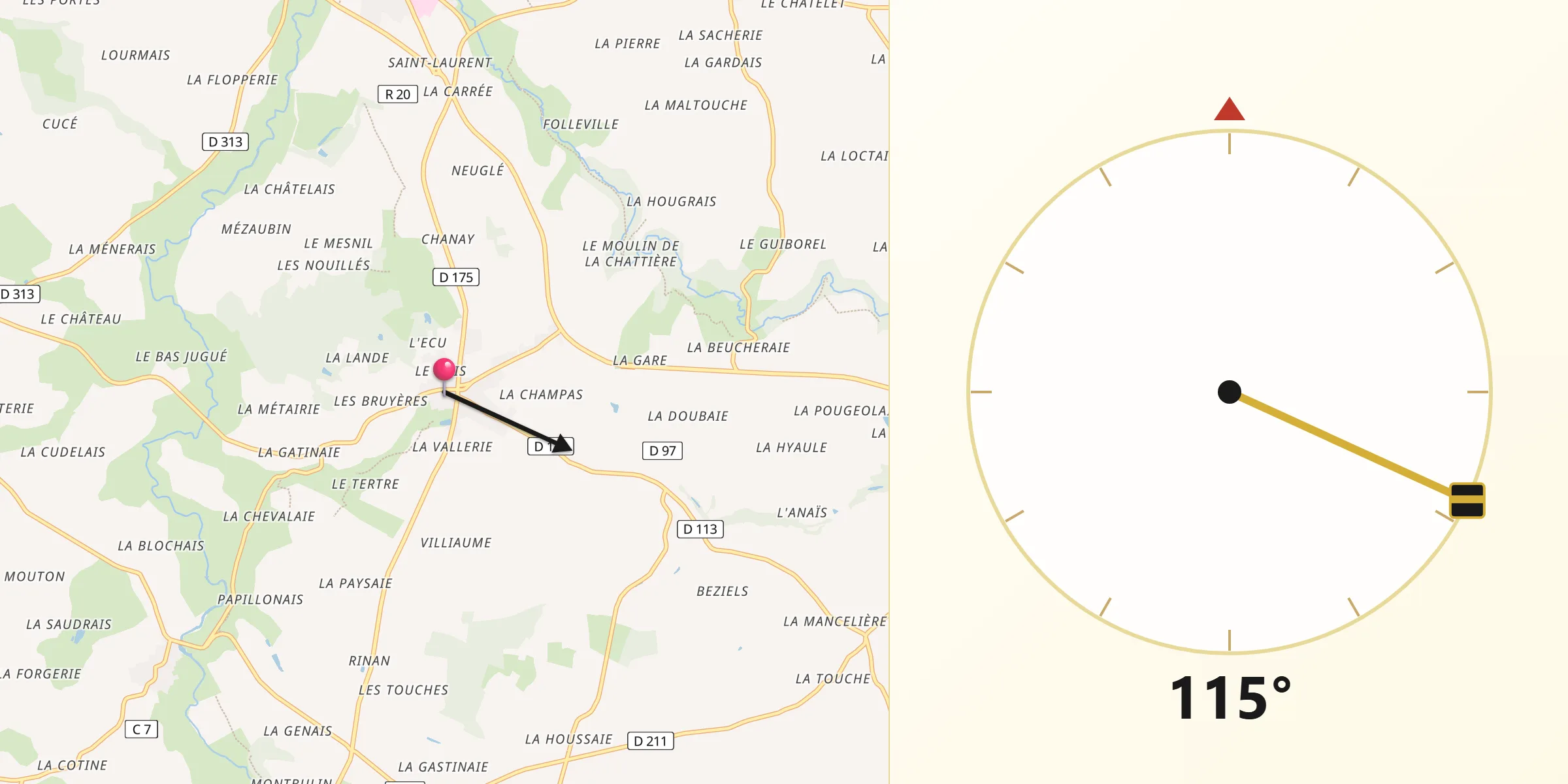 Direction vers la Qibla depuis Tremblay