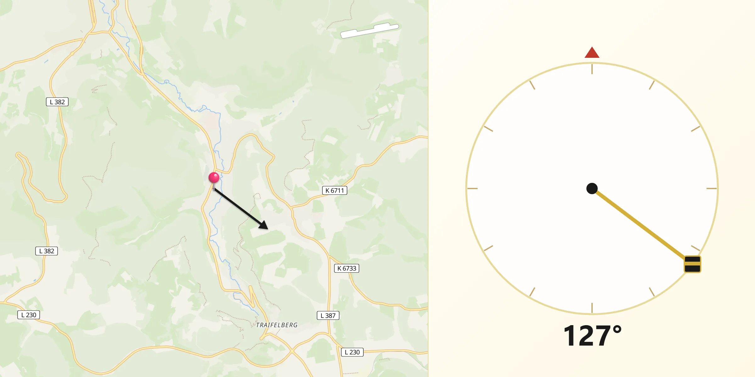 Qibla-Richtung von Unterhausen