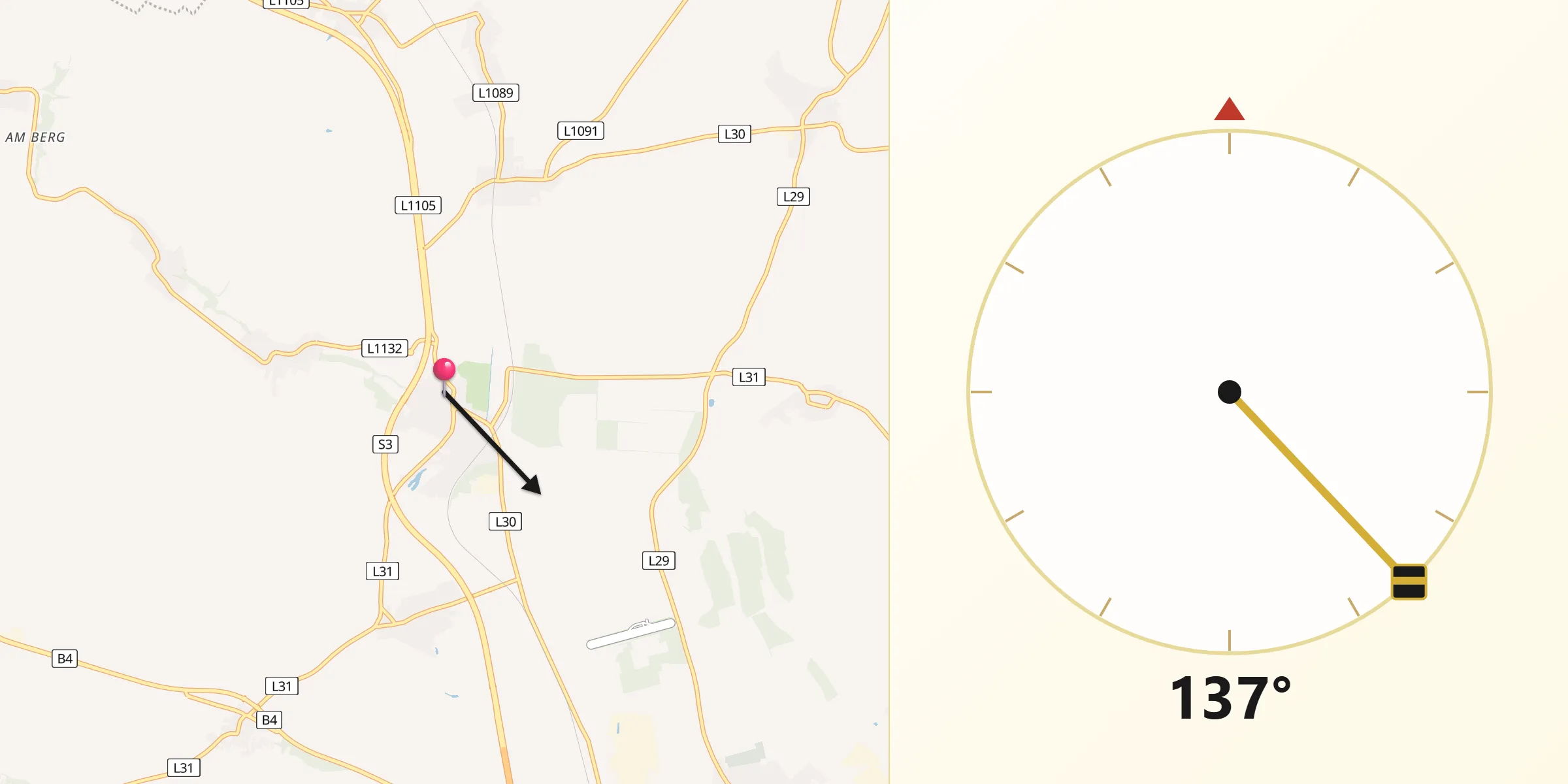 Qibla-Richtung von Sierndorf
