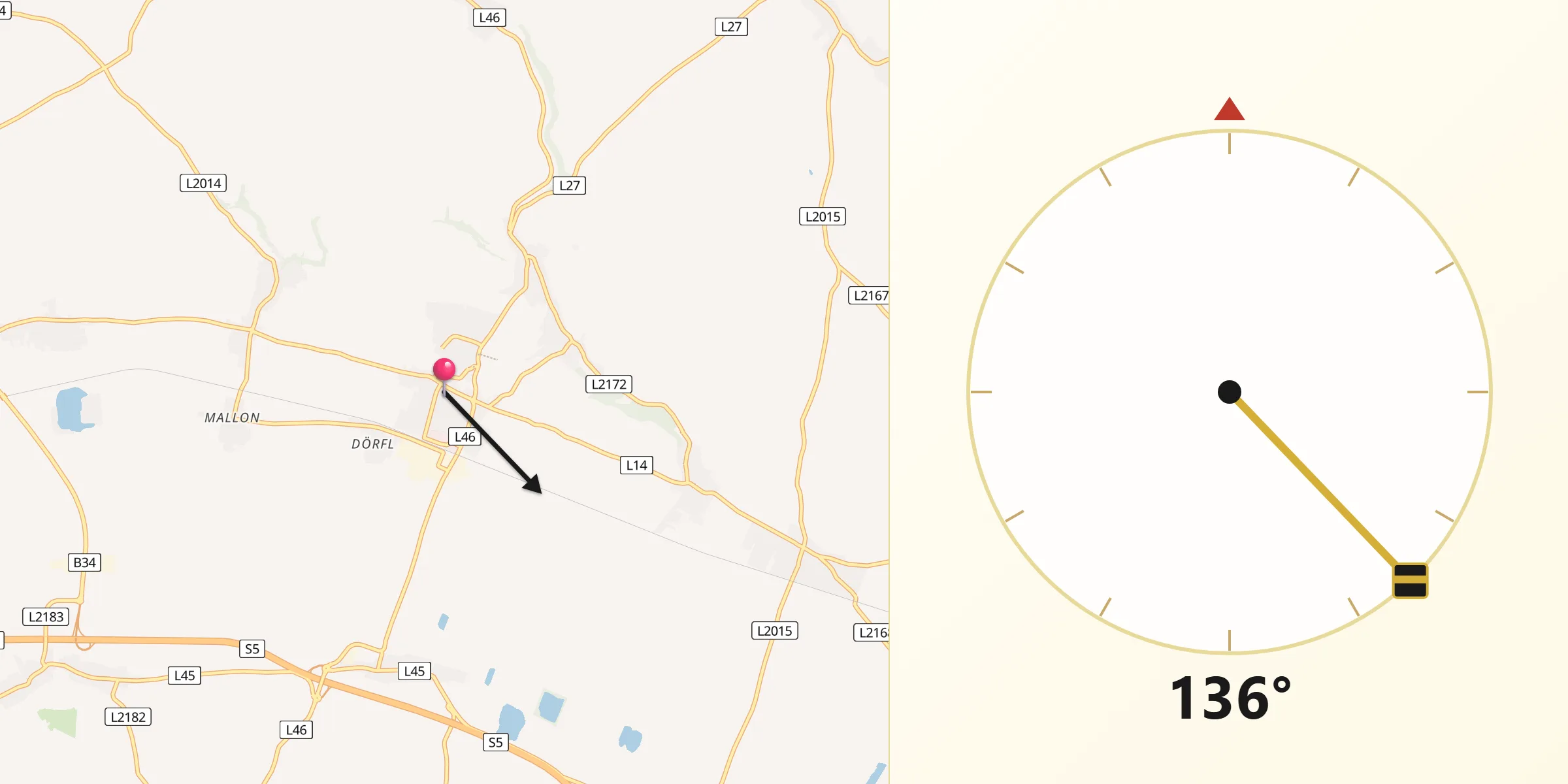 Qibla-Richtung von Kirchberg am Wagram