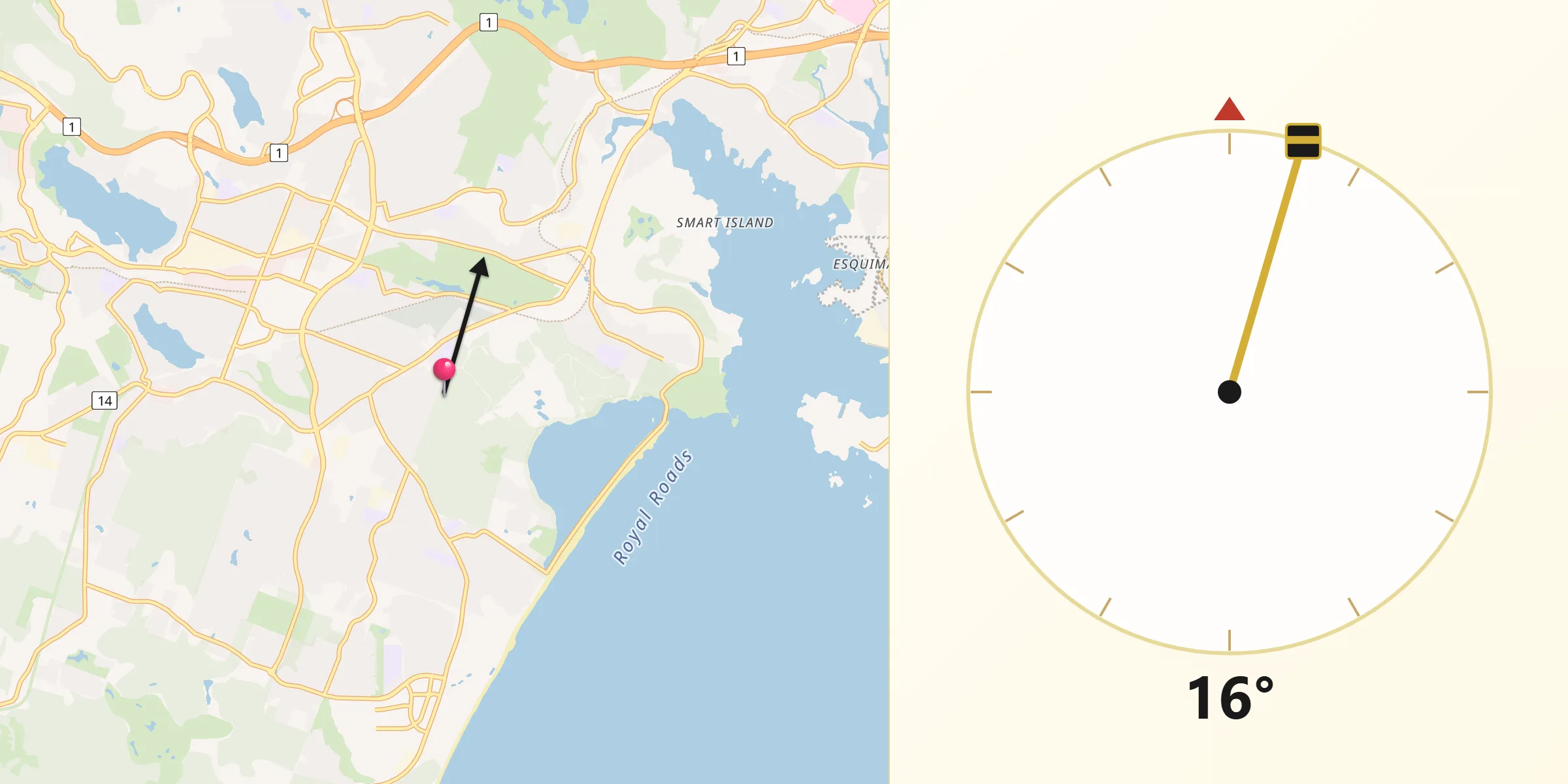 Qibla Direction from Colwood