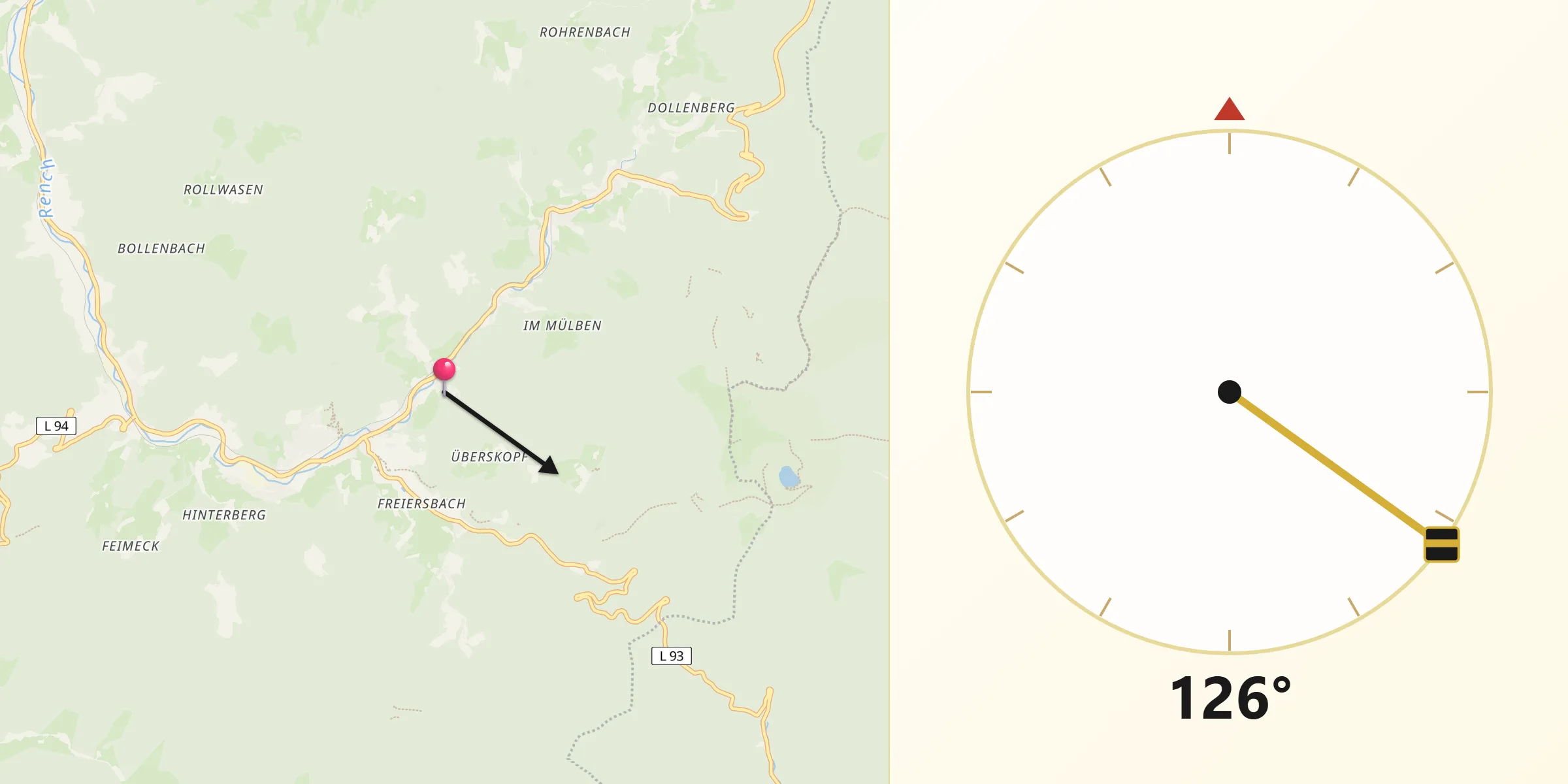 Qibla-Richtung von Bad Peterstal-Griesbach
