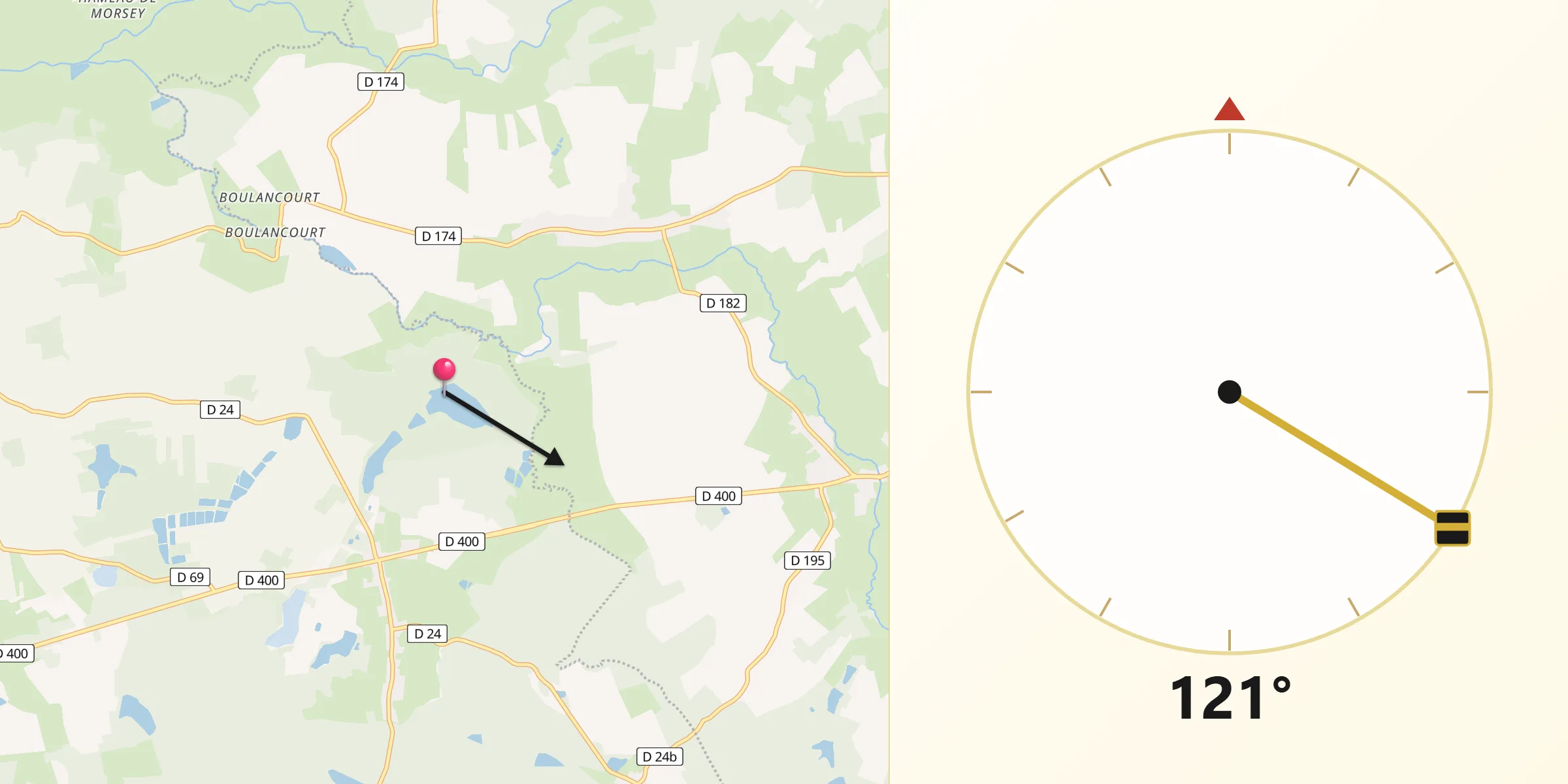 Direction vers la Qibla depuis Ceffonds