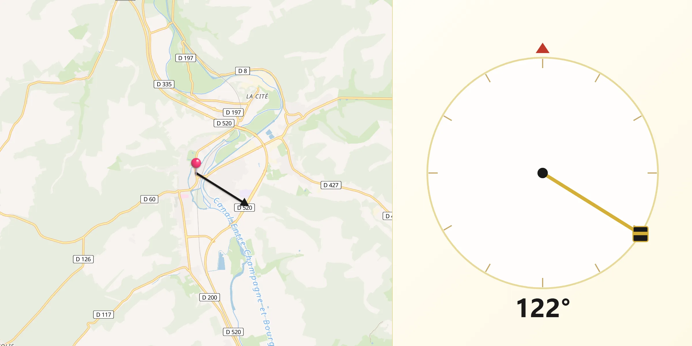 Direction vers la Qibla depuis Joinville