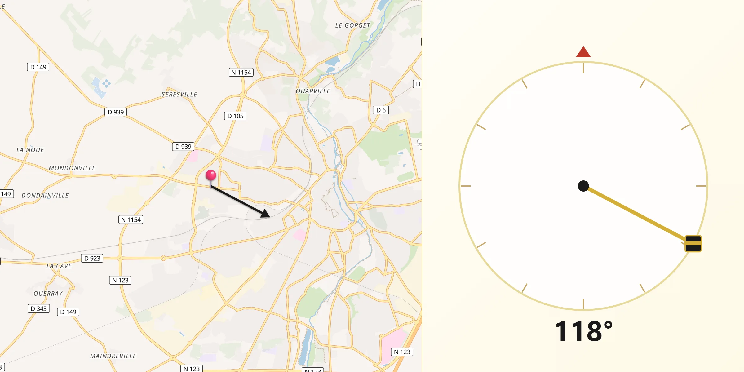 Direction vers la Qibla depuis Mainvilliers