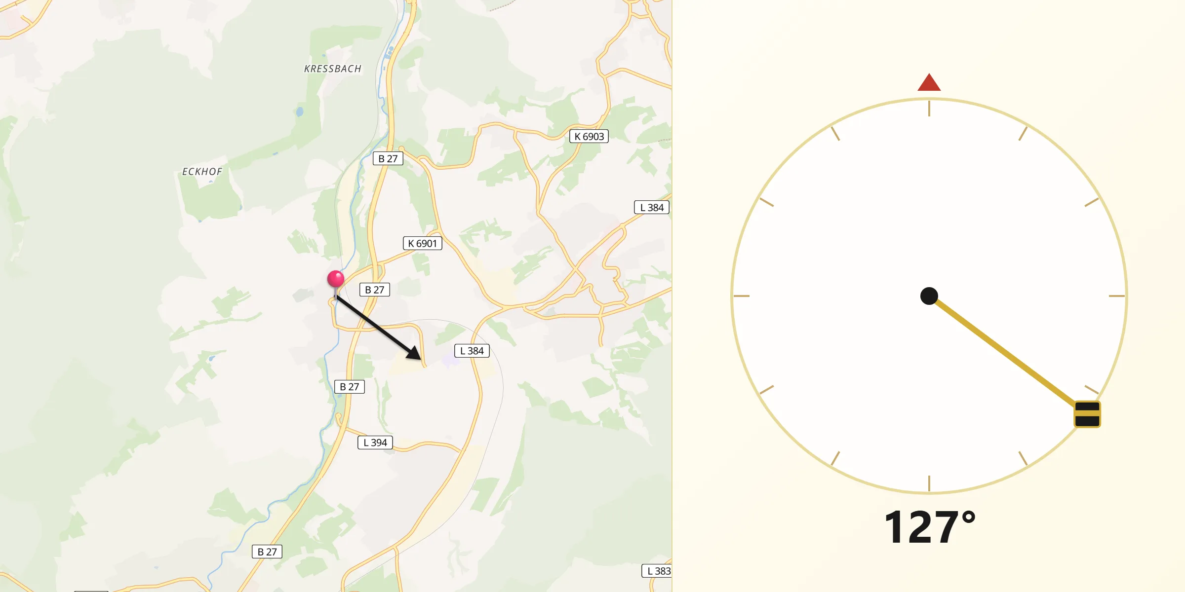 Qibla-Richtung von Dußlingen