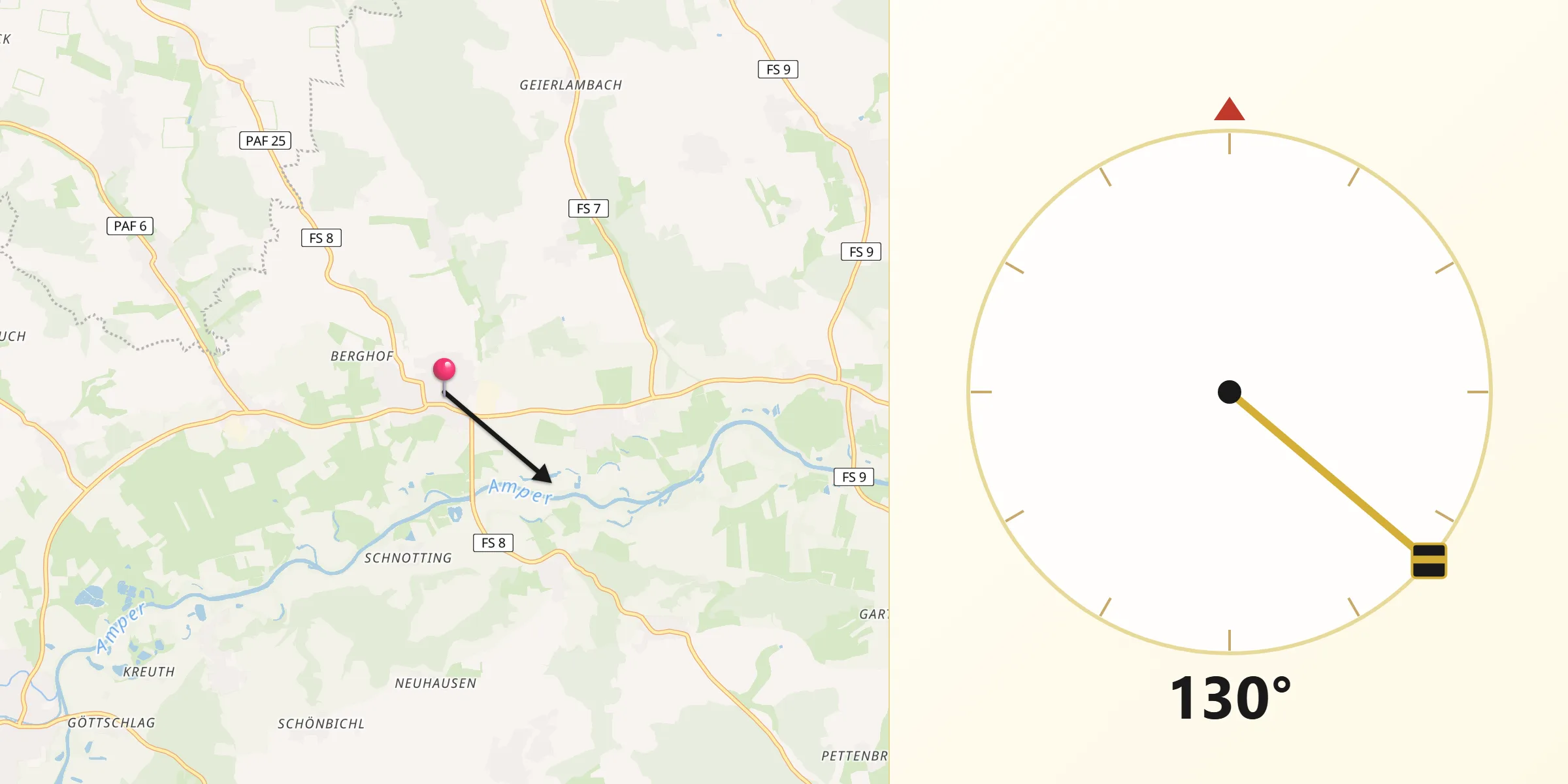 Qibla-Richtung von Kirchdorf