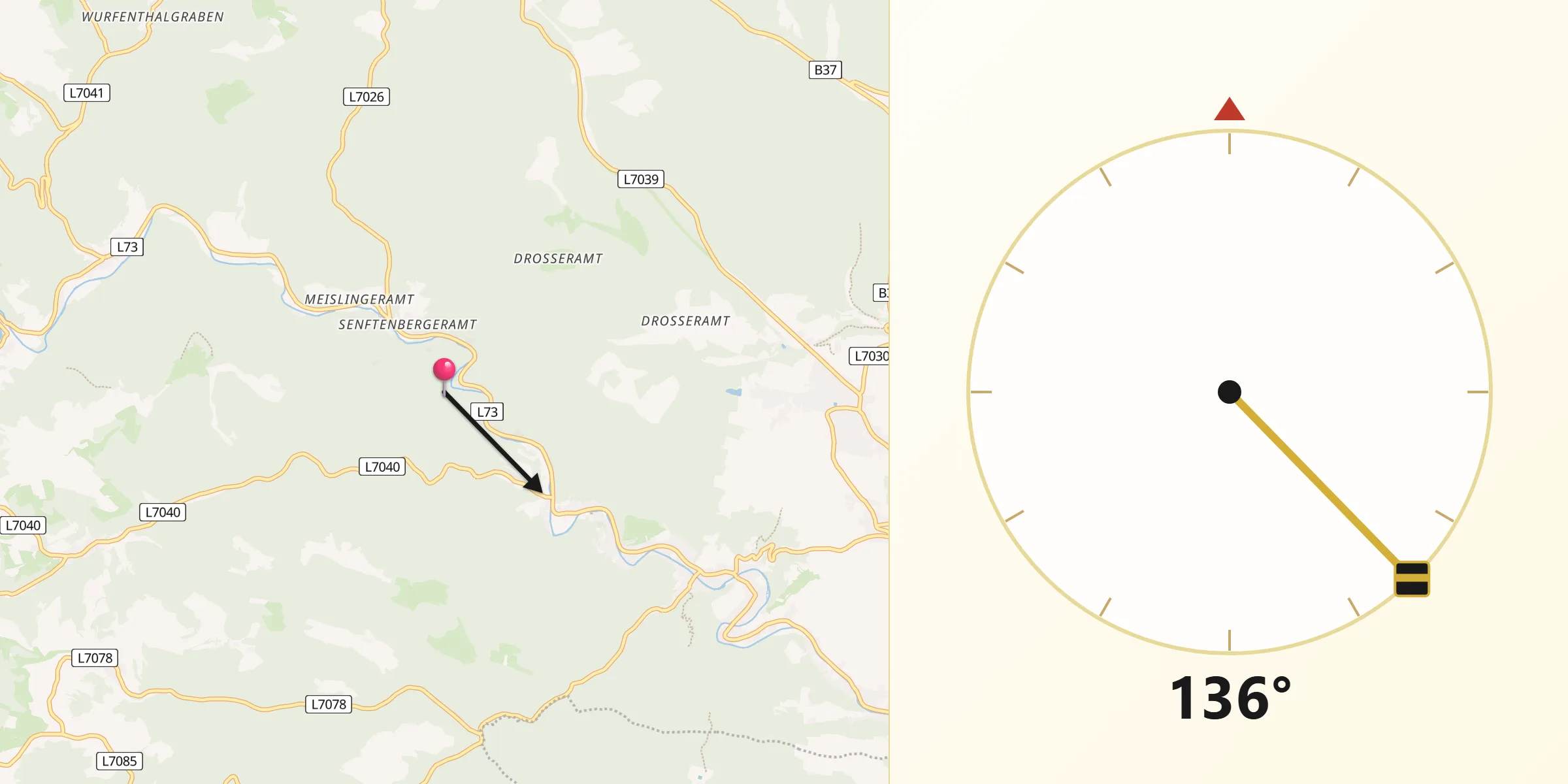 Qibla-Richtung von Politischer Bezirk Krems