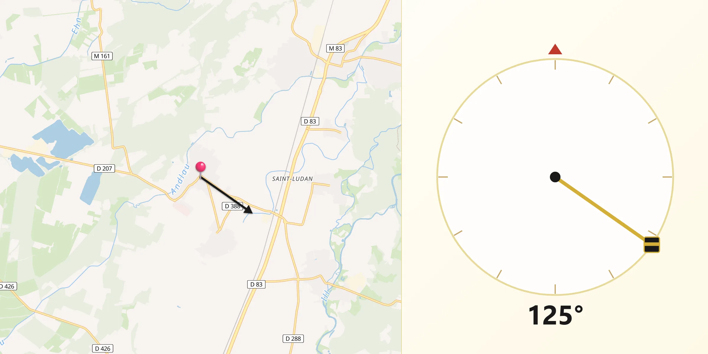 Direction vers la Qibla depuis Hindisheim