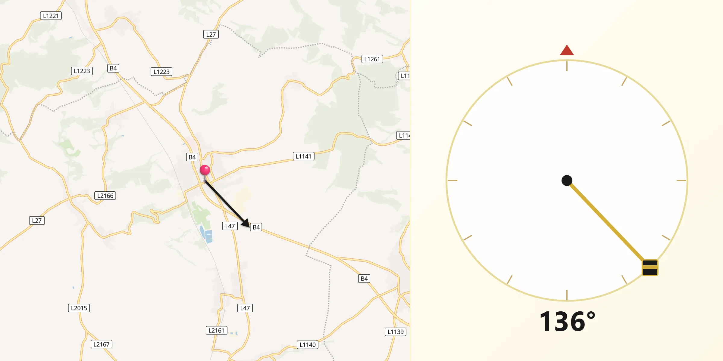Qibla-Richtung von Großweikersdorf