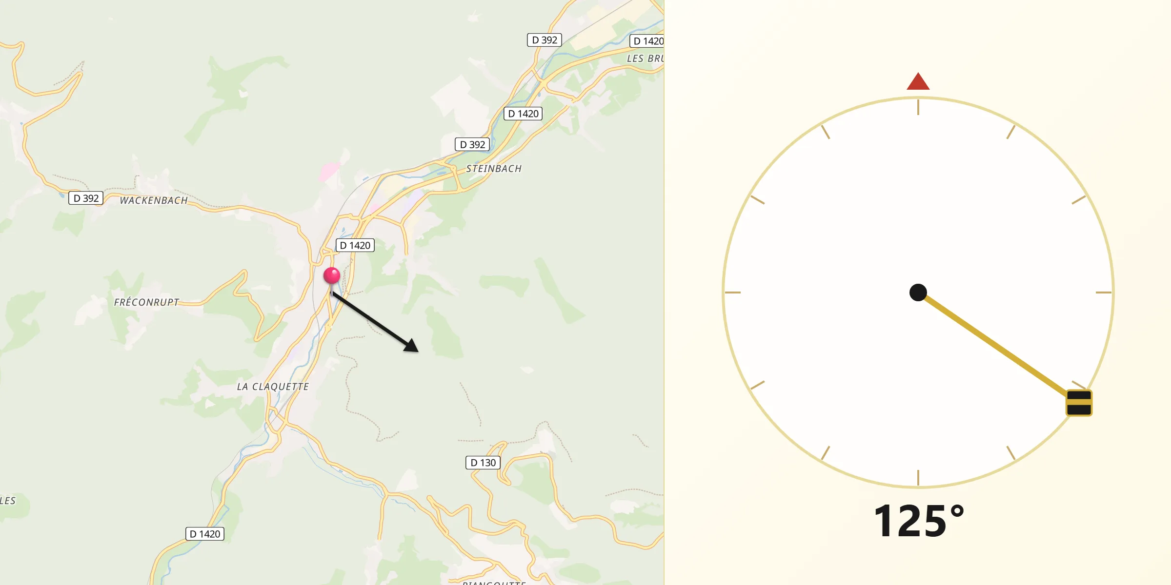 Direction vers la Qibla depuis La Broque