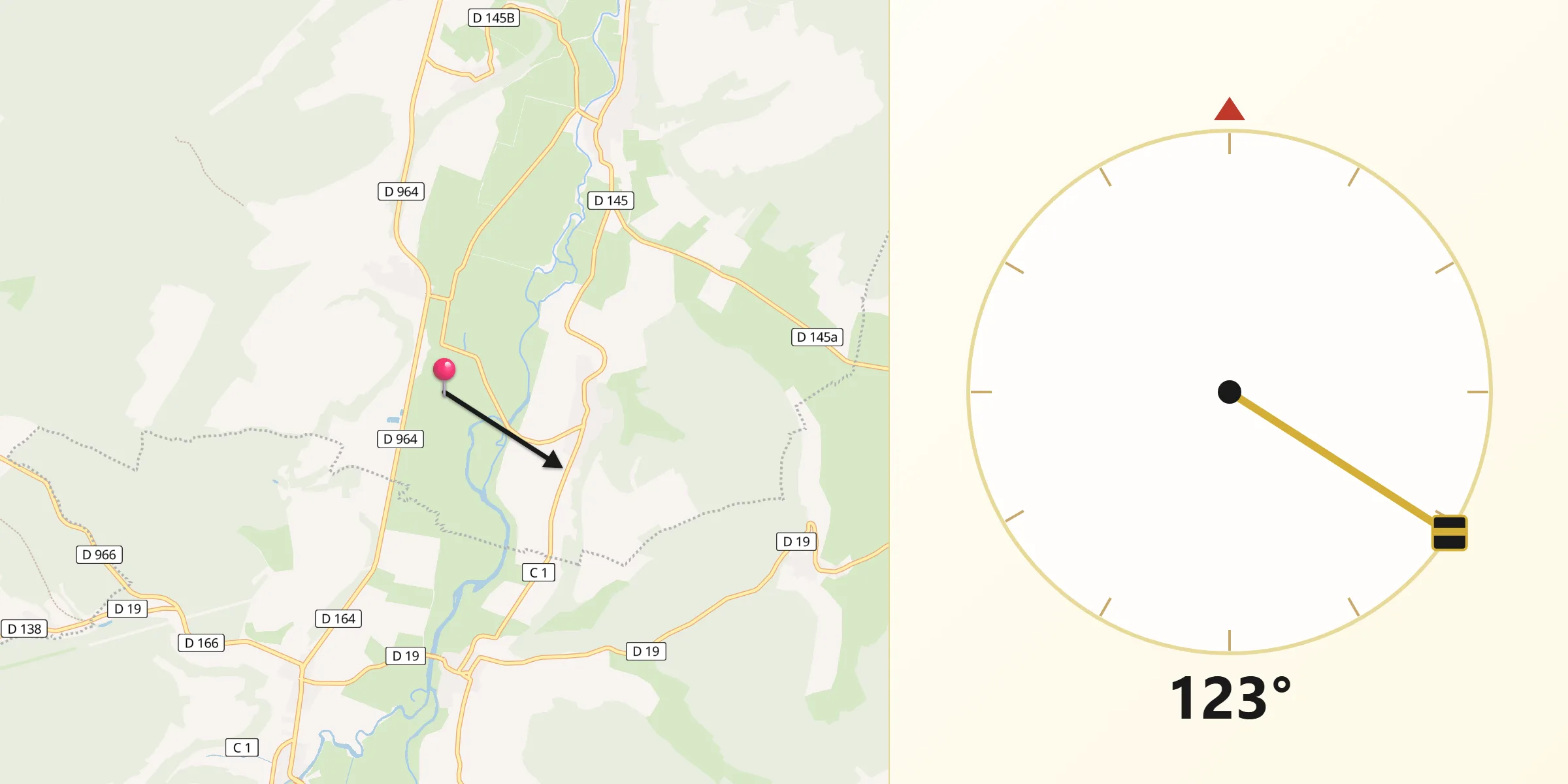 Direction vers la Qibla depuis Brixey-aux-Chanoines