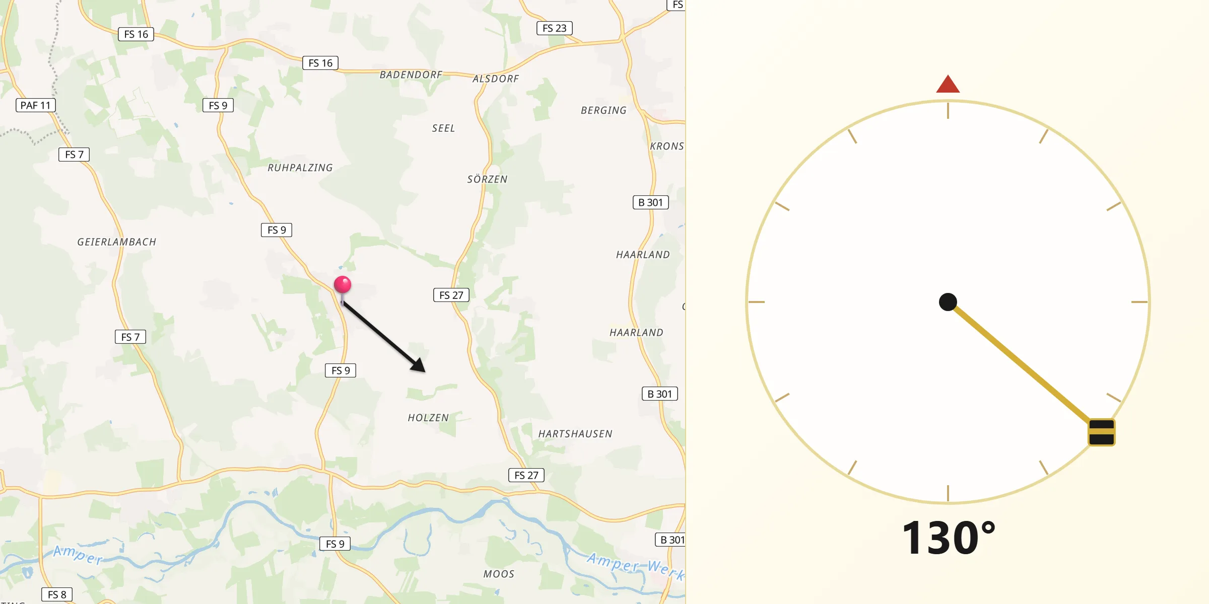 Qibla-Richtung von Wolfersdorf
