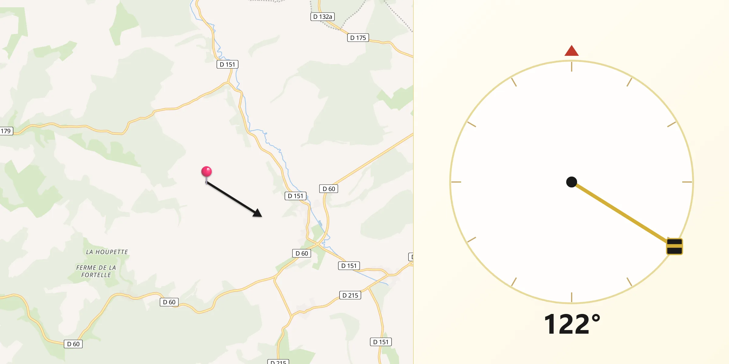 Direction vers la Qibla depuis Pansey