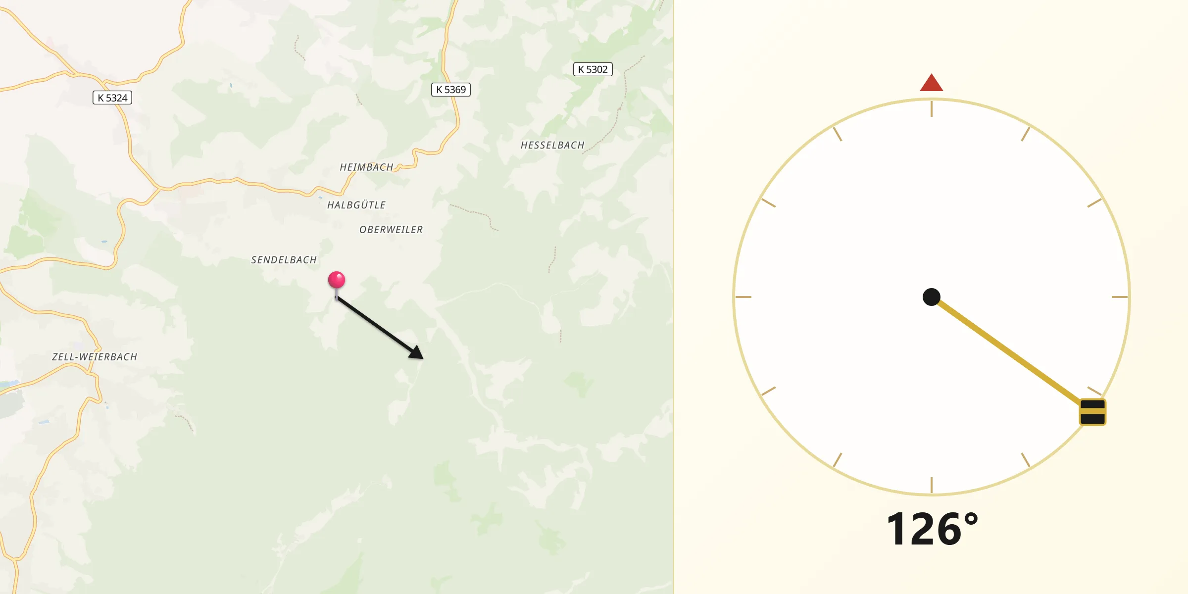 Qibla-Richtung von Lautenbach