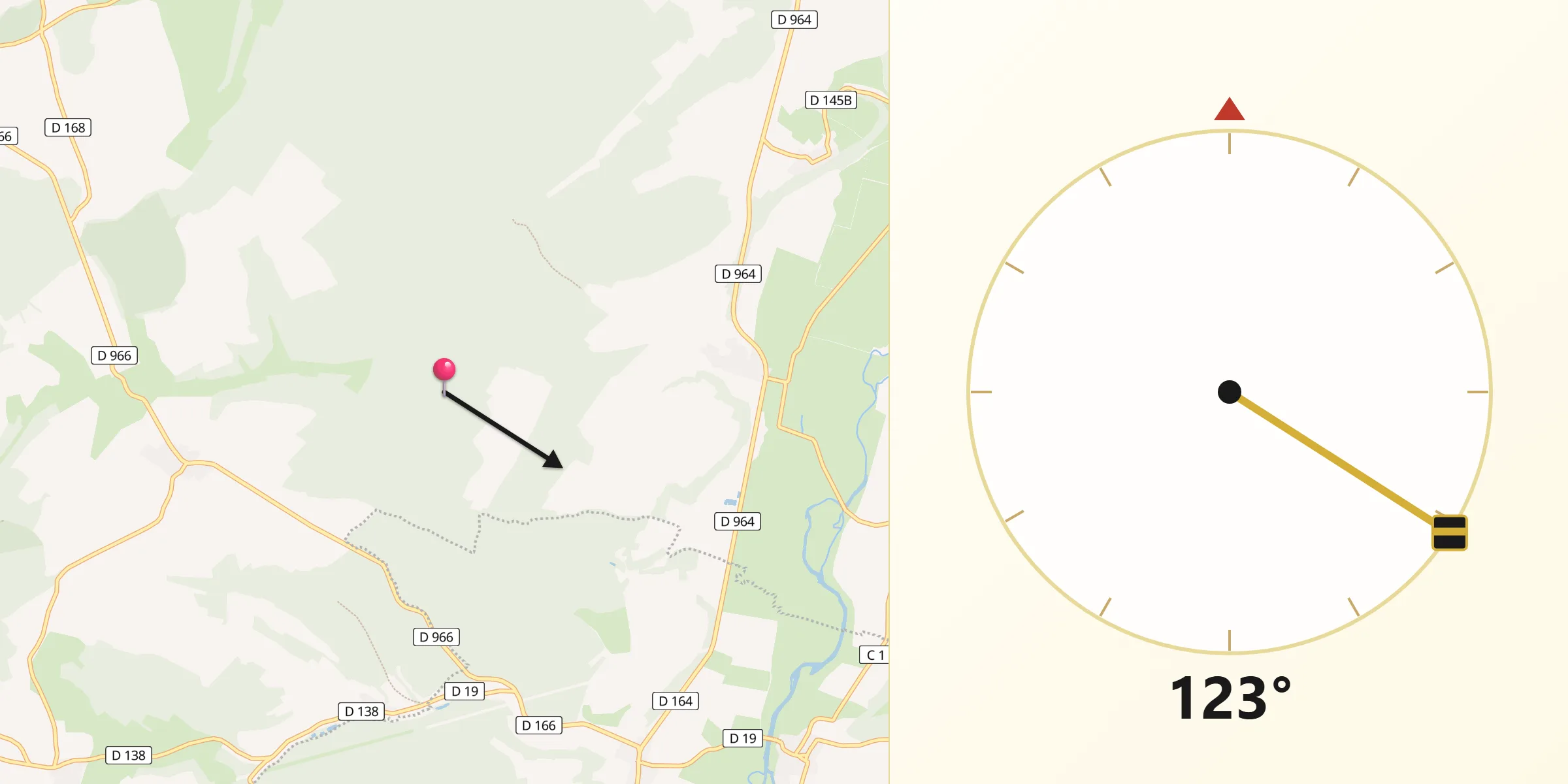 Direction vers la Qibla depuis Goussaincourt