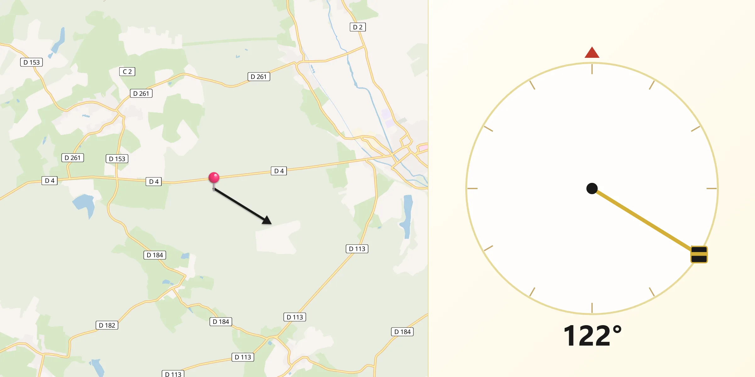 Direction vers la Qibla depuis Brousseval