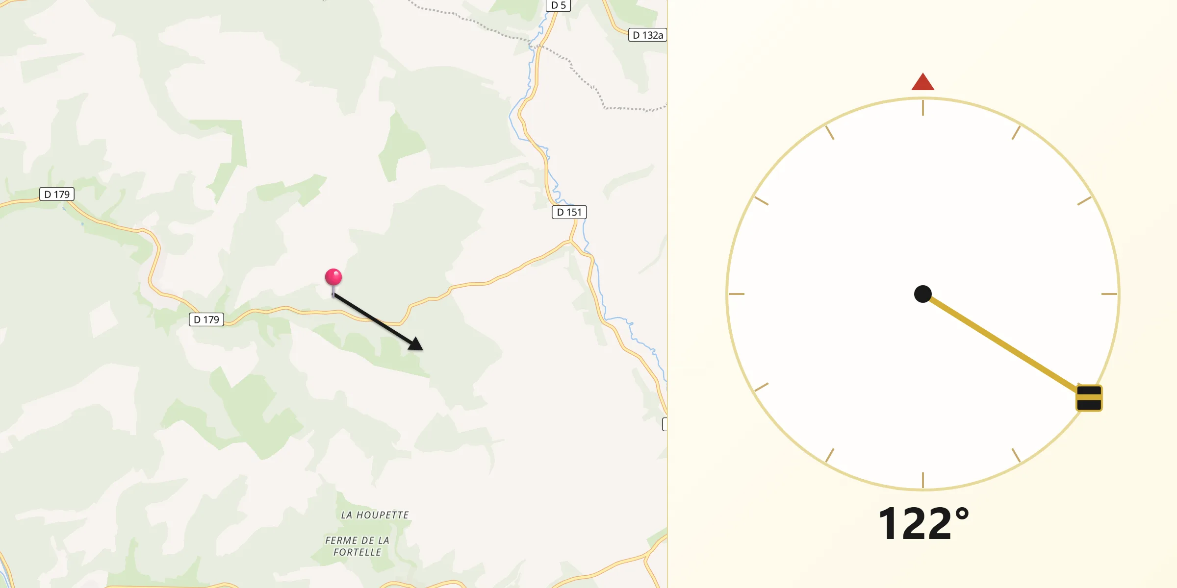 Direction vers la Qibla depuis Effincourt