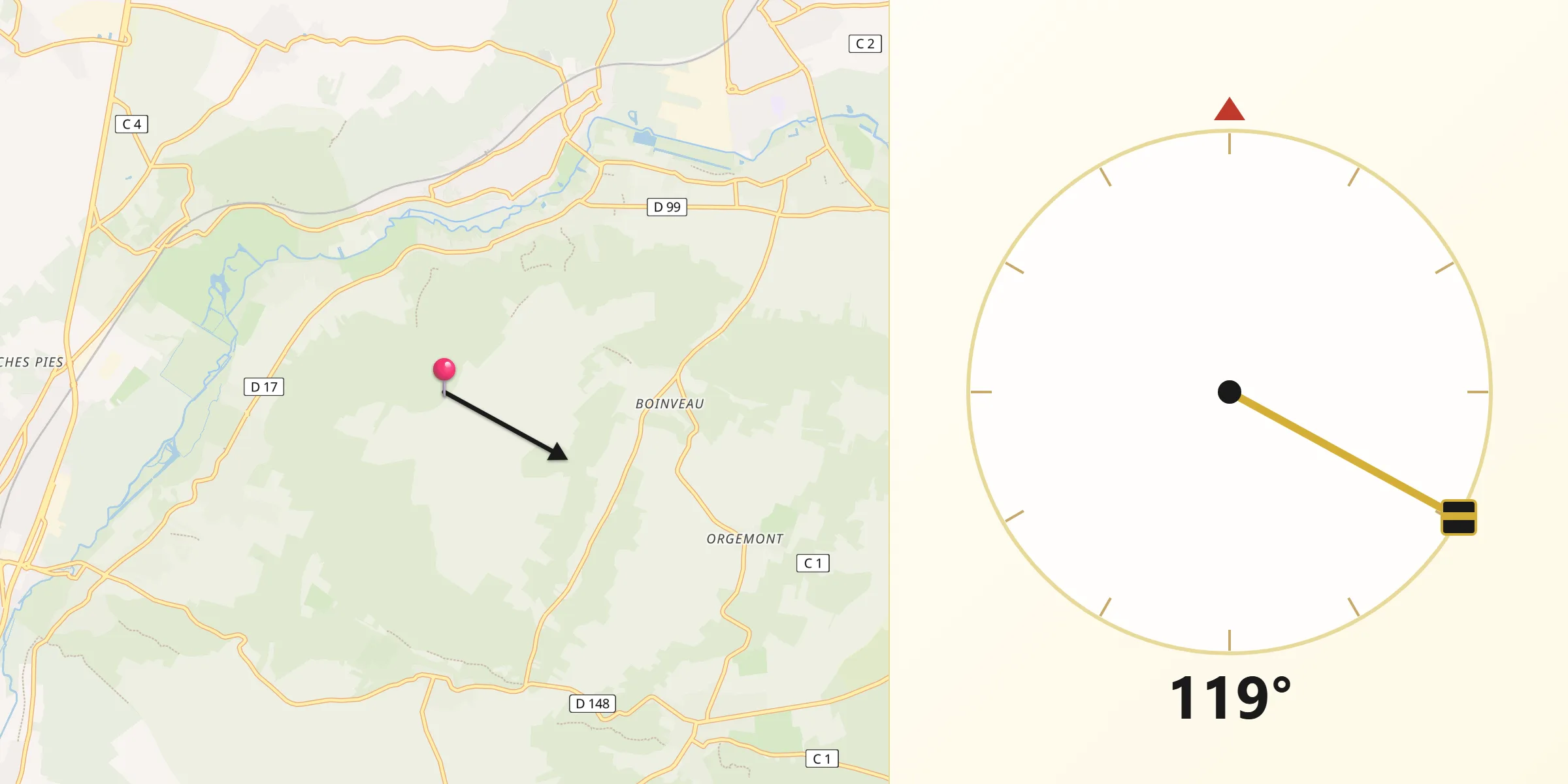 Direction vers la Qibla depuis Département de l'Essonne