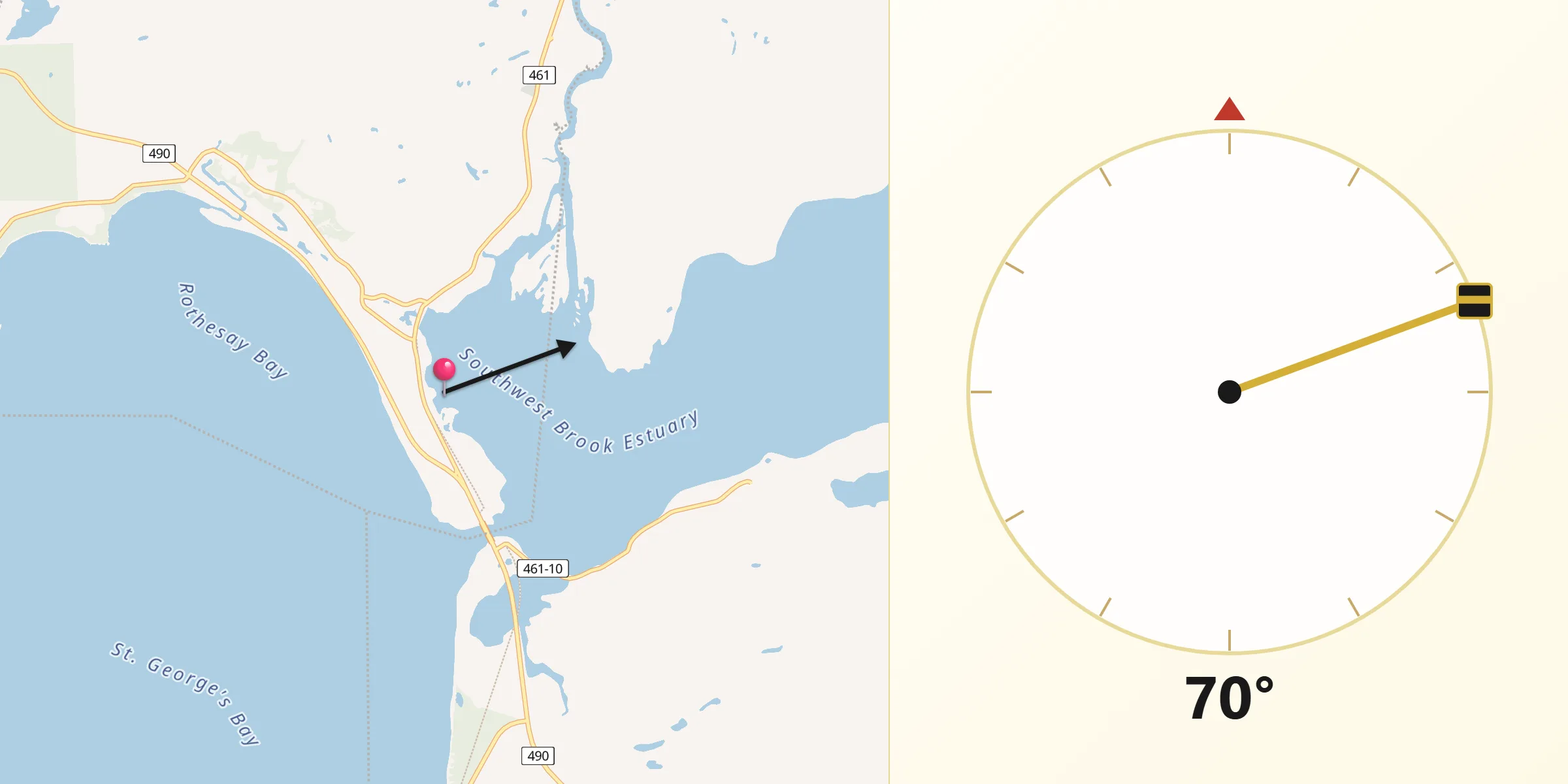 Qibla Direction from Stephenville Crossing
