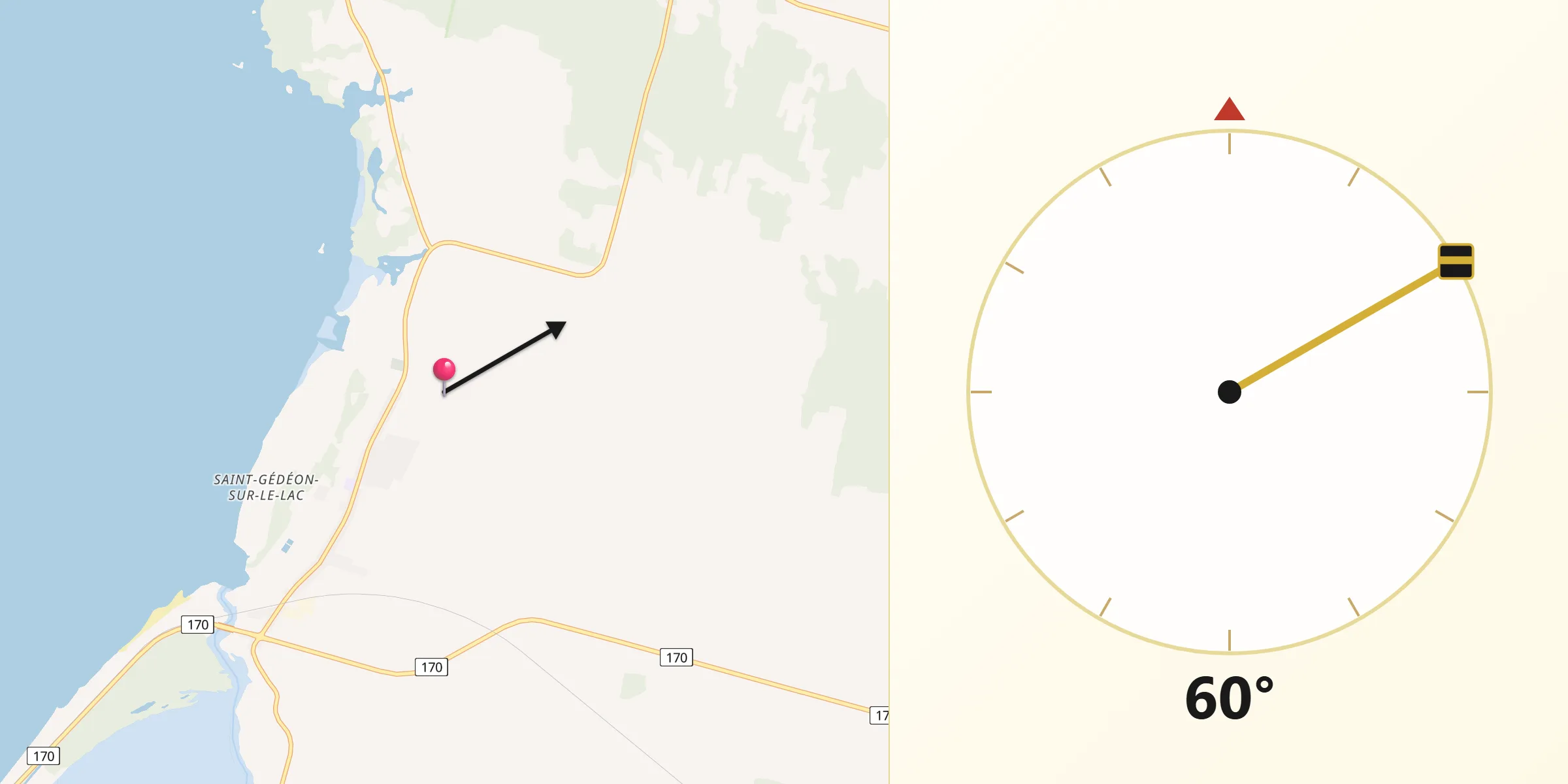 Qibla Direction from Saint-Gédéon