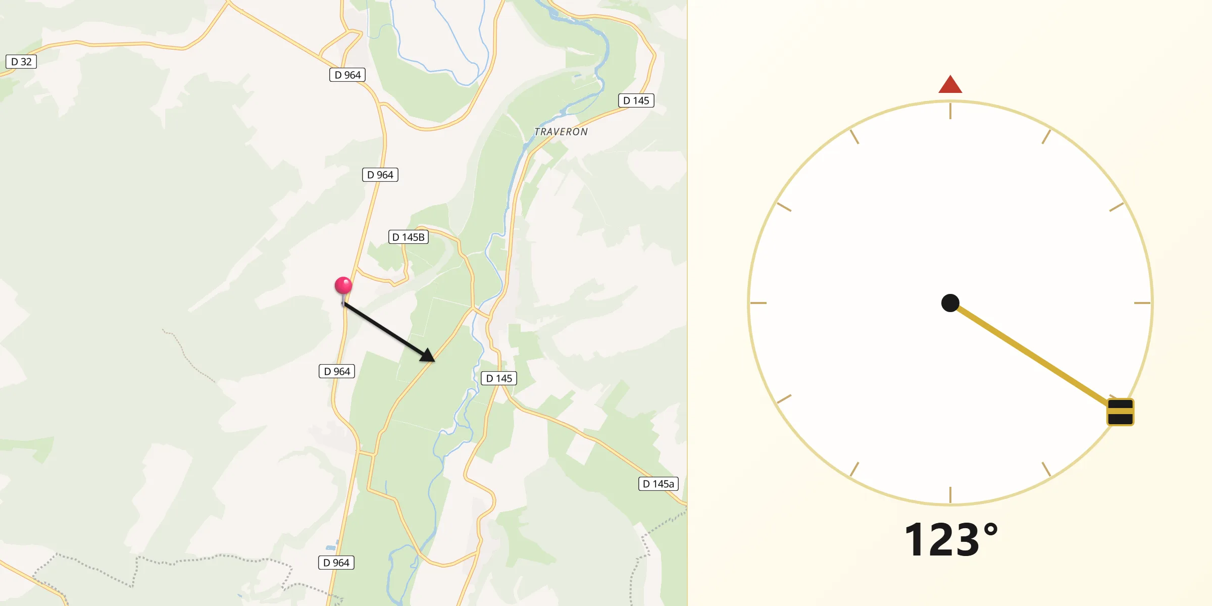 Direction vers la Qibla depuis Sauvigny