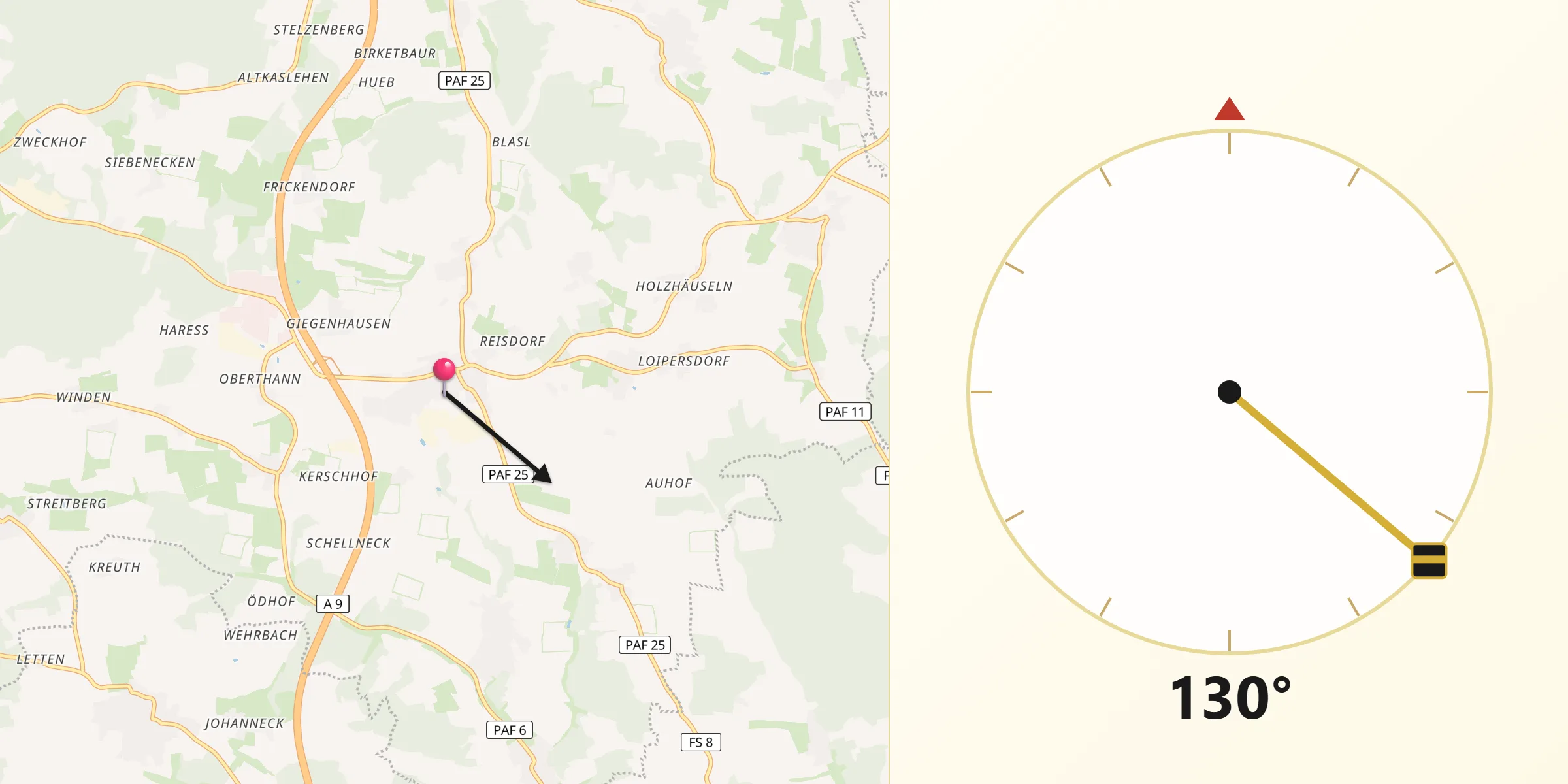 Qibla-Richtung von Schweitenkirchen