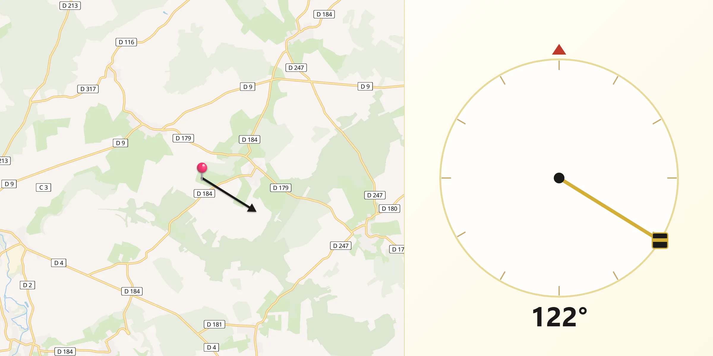 Direction vers la Qibla depuis Sommancourt