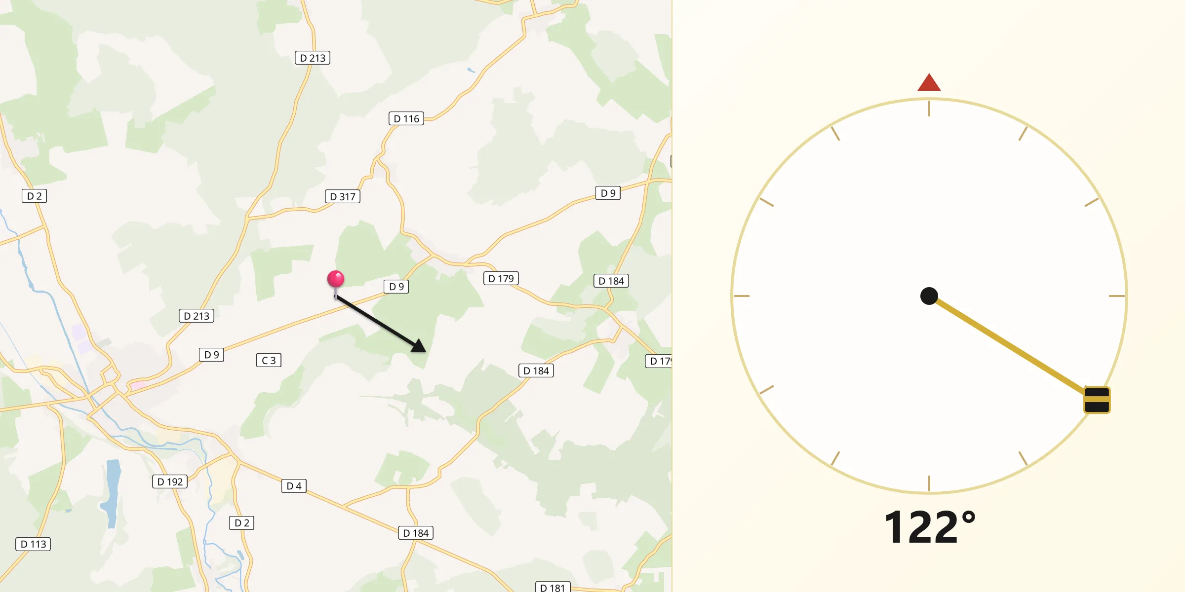 Direction vers la Qibla depuis Magneux