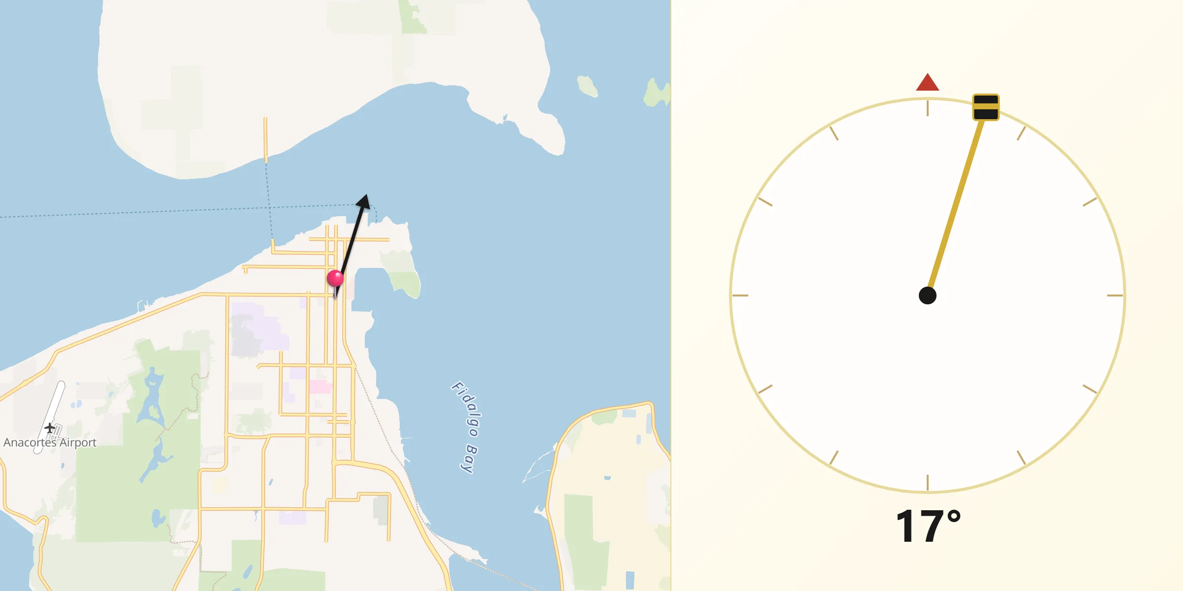 Qibla Direction from Anacortes