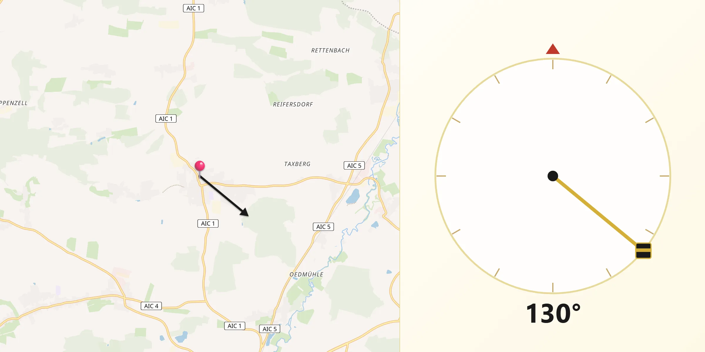 Qibla-Richtung von Inchenhofen