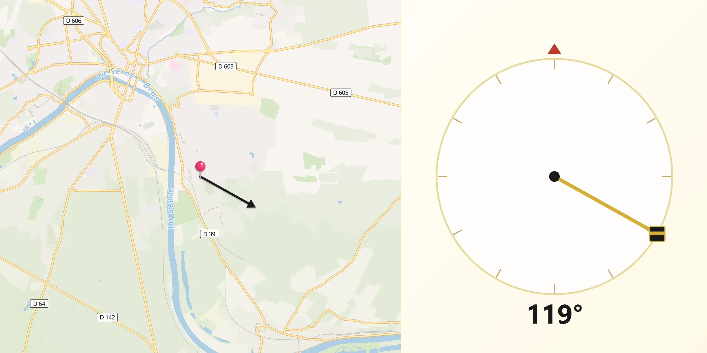 Direction vers la Qibla depuis Livry-sur-Seine