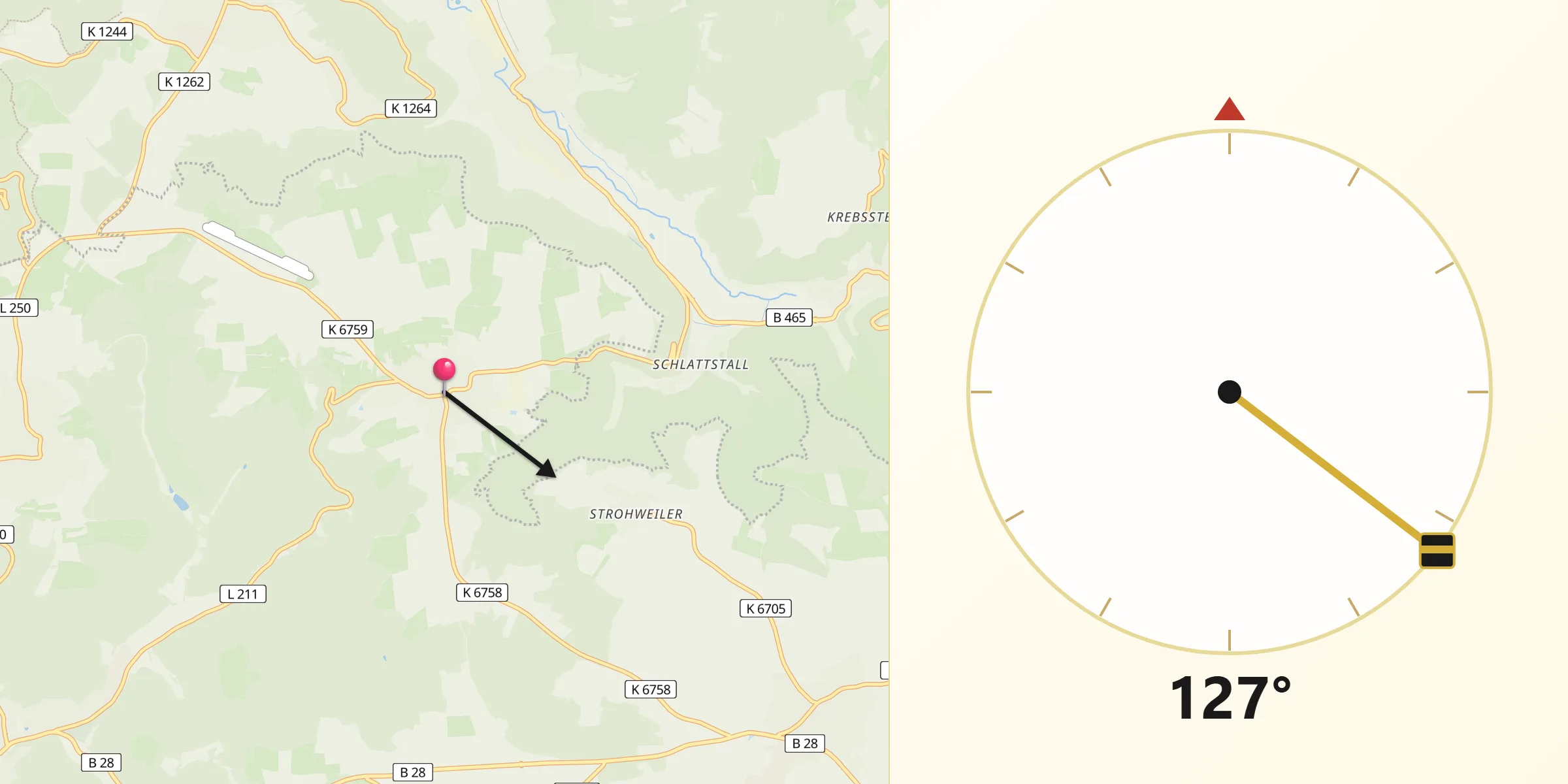 Qibla-Richtung von Grabenstetten