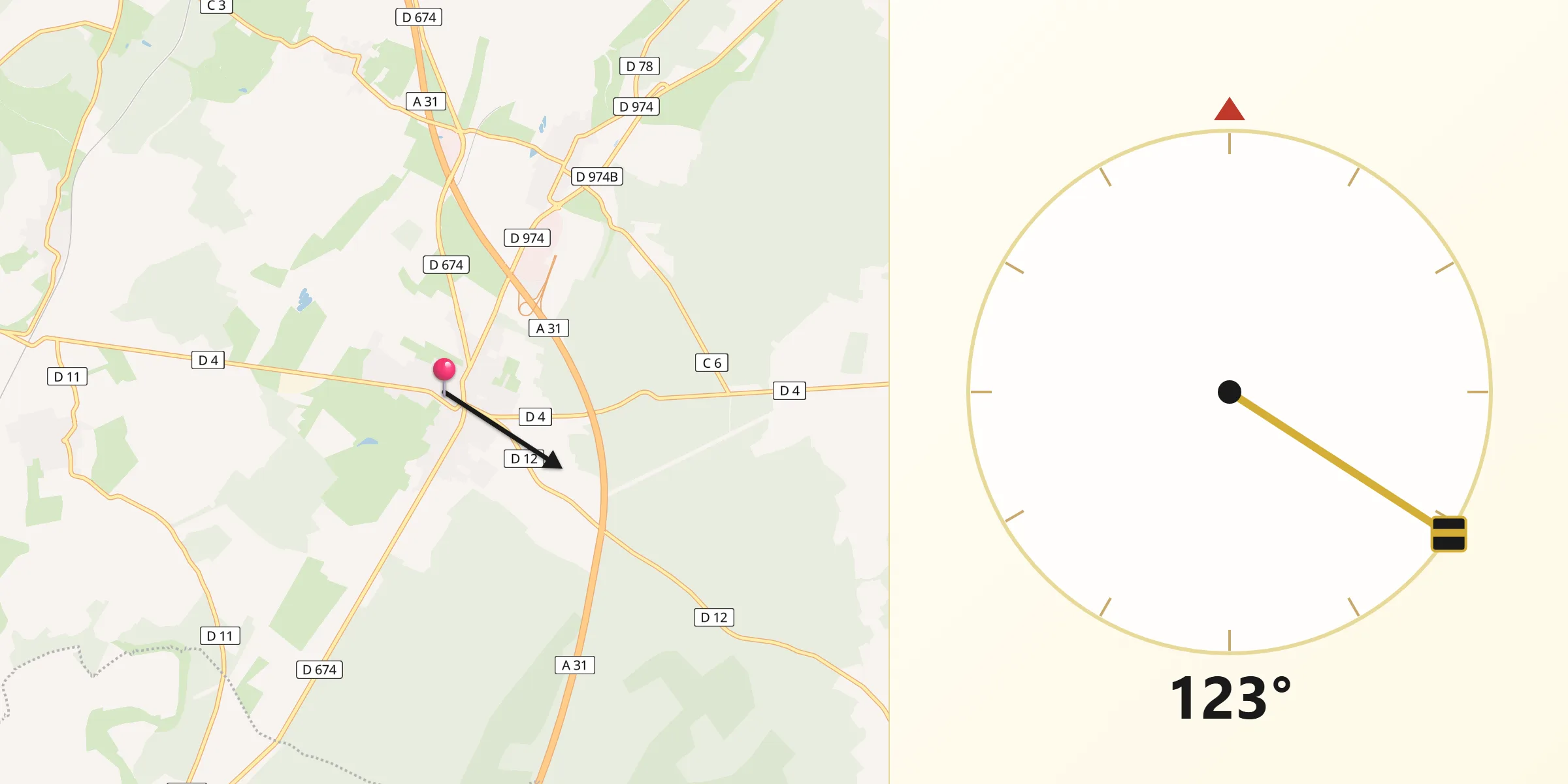 Direction vers la Qibla depuis Colombey-les-Belles