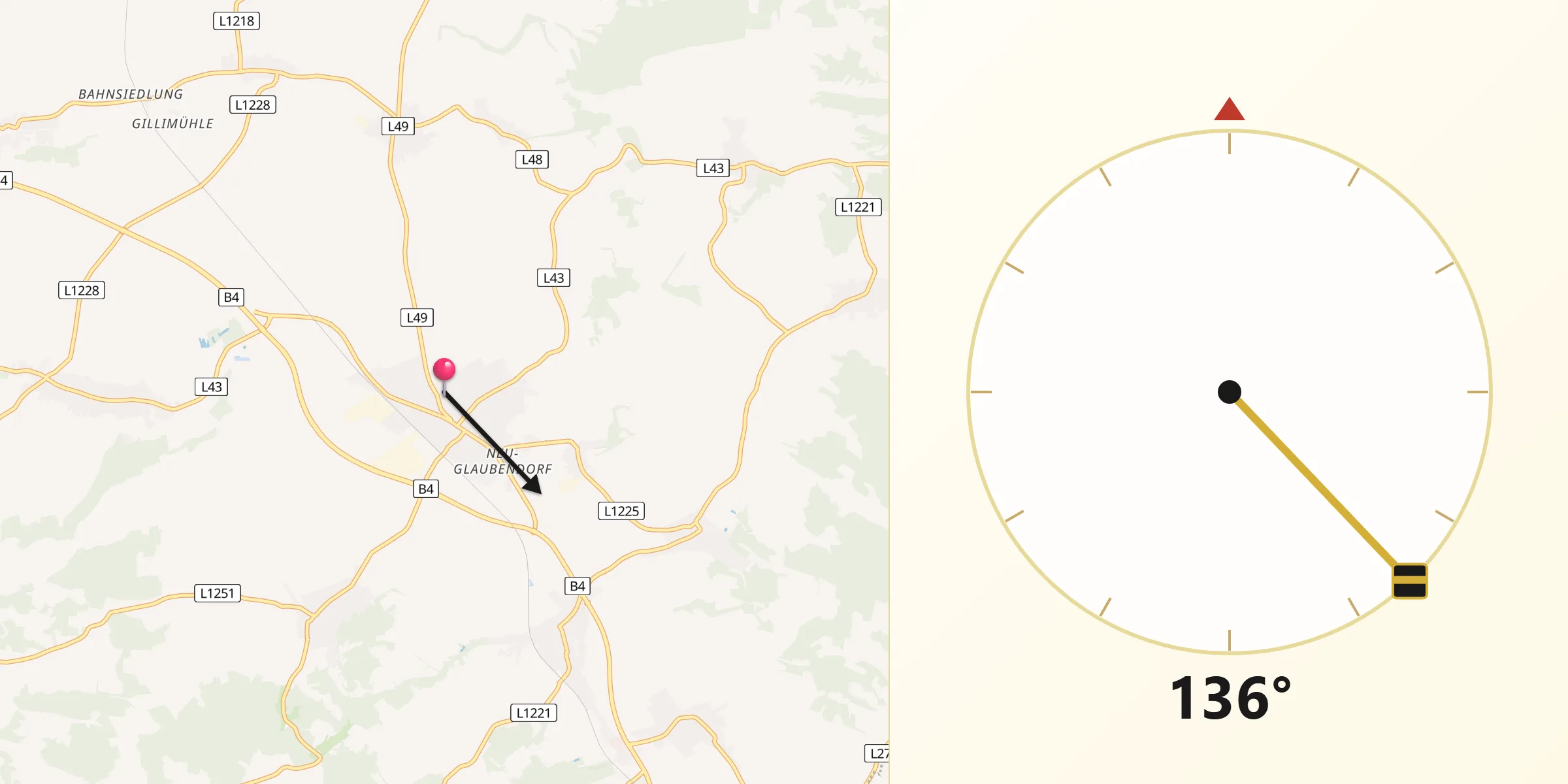 Qibla-Richtung von Ziersdorf