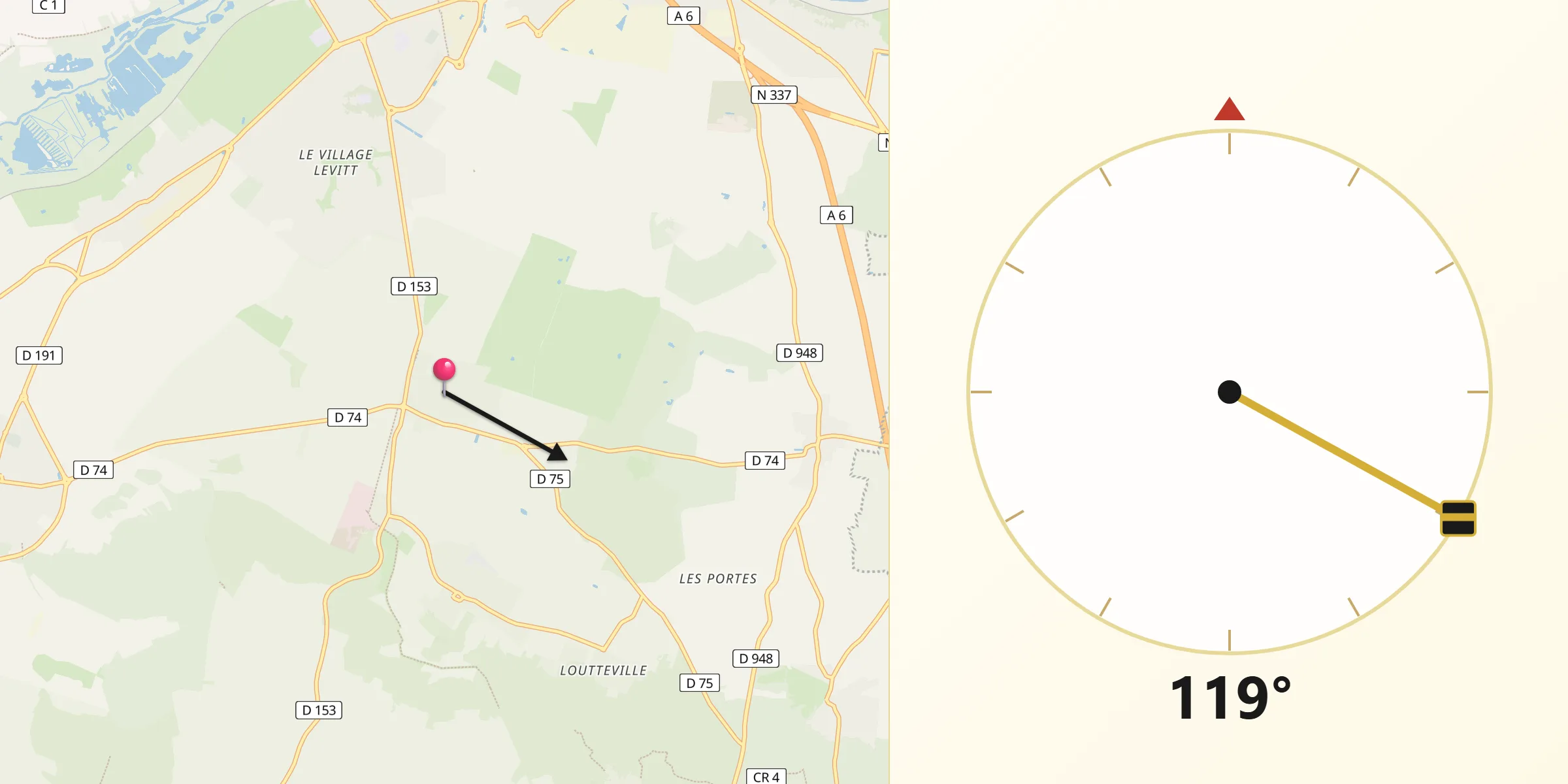 Direction vers la Qibla depuis Chevannes