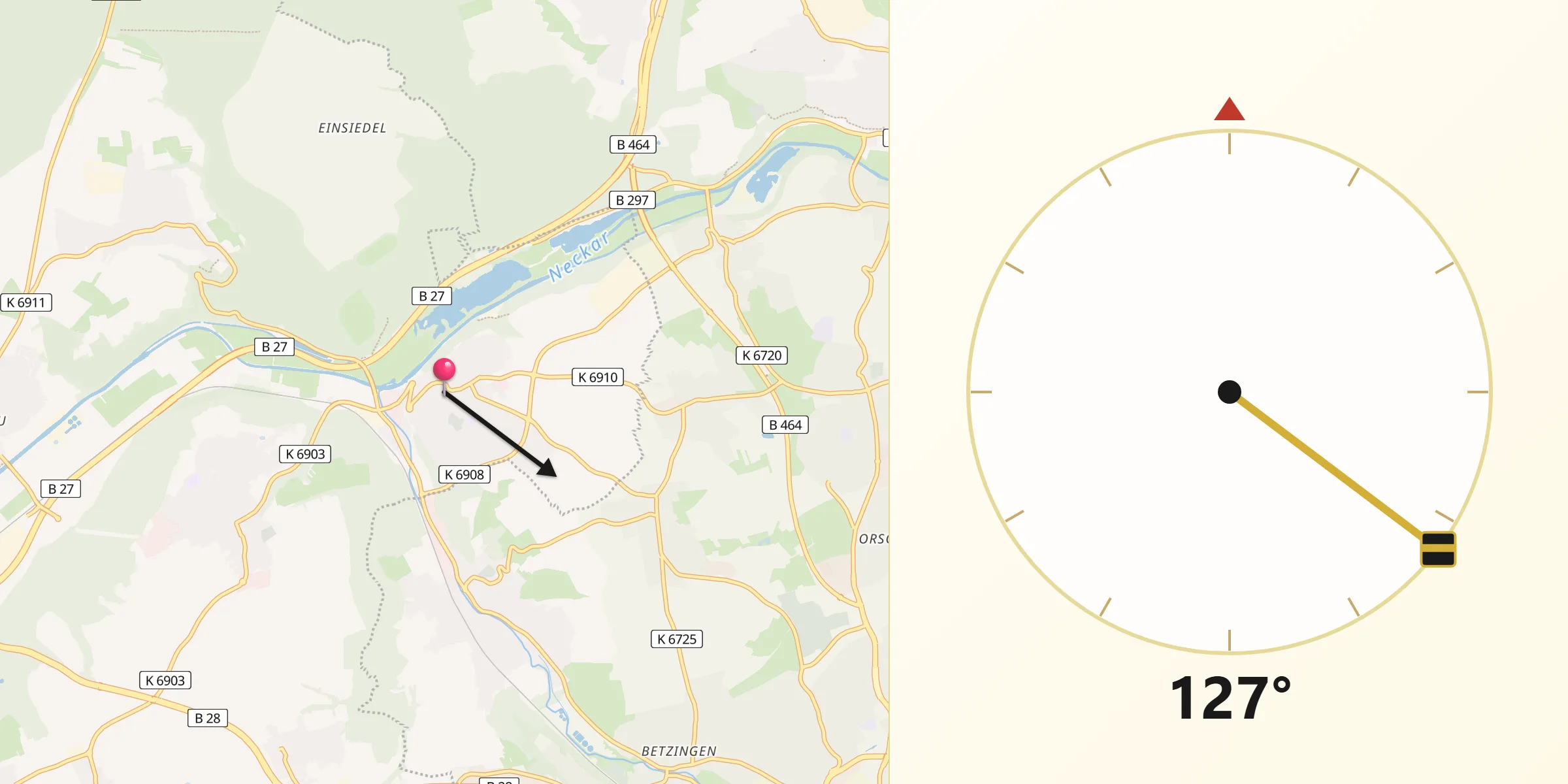 Qibla-Richtung von Kirchentellinsfurt