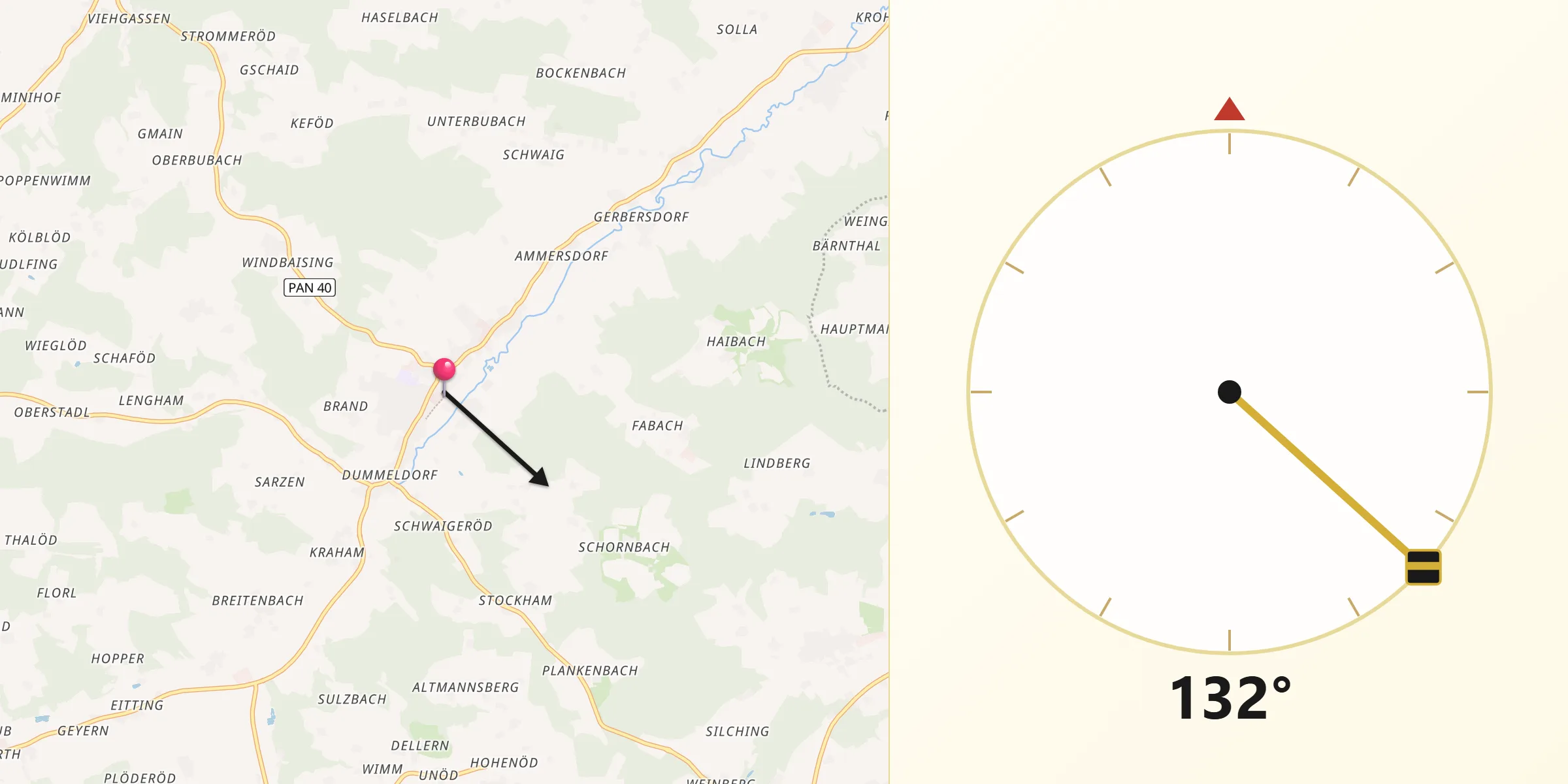 Qibla-Richtung von Johanniskirchen
