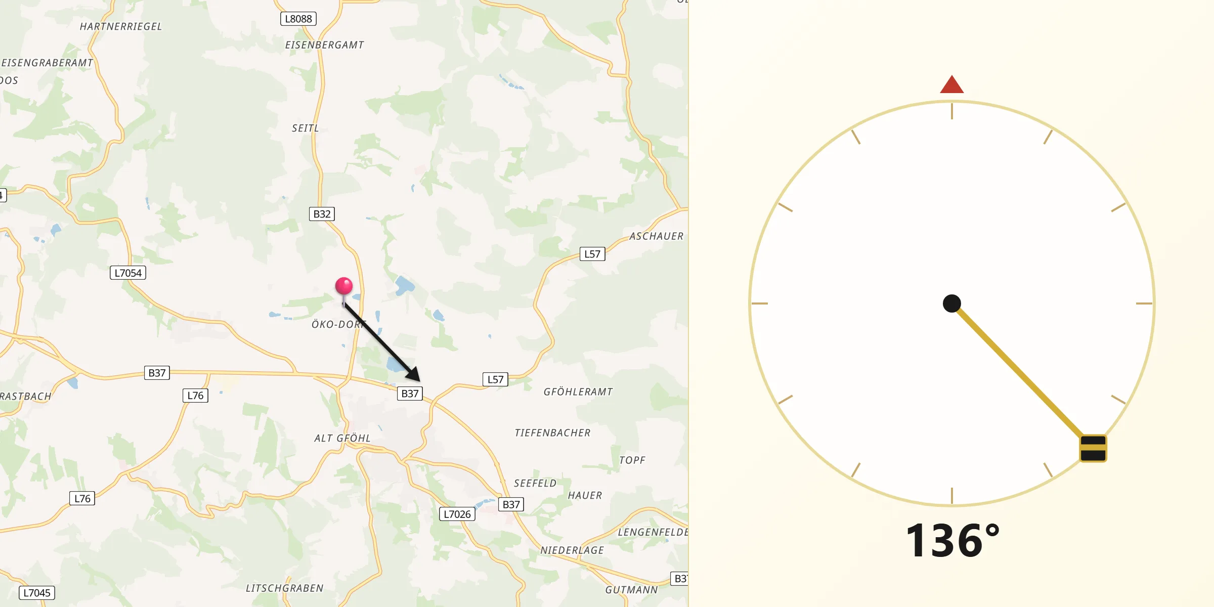 Qibla-Richtung von Jaidhof