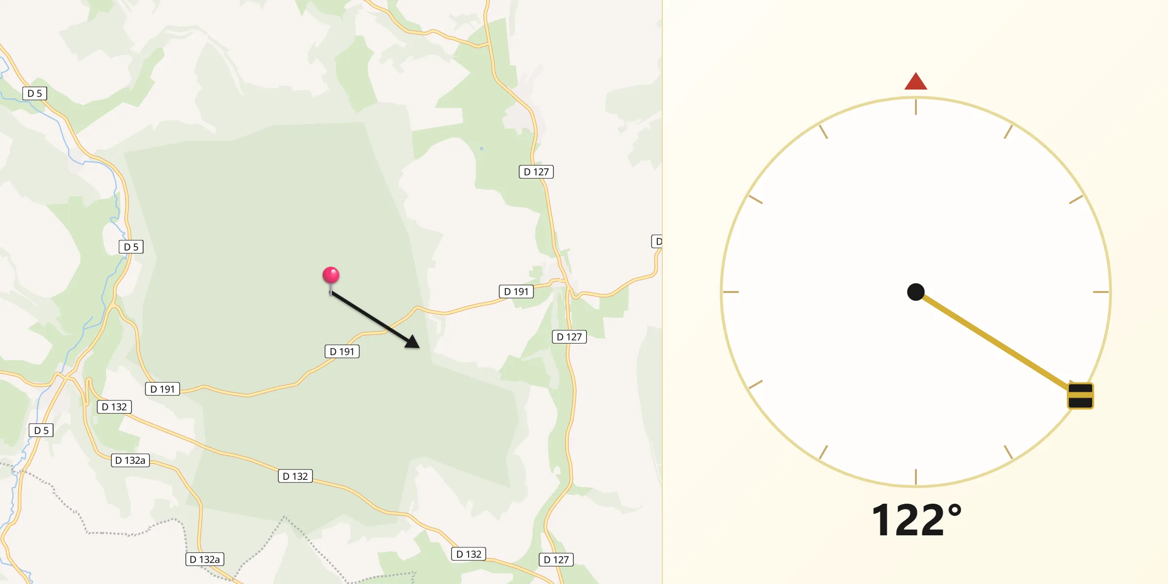 Direction vers la Qibla depuis Ribeaucourt