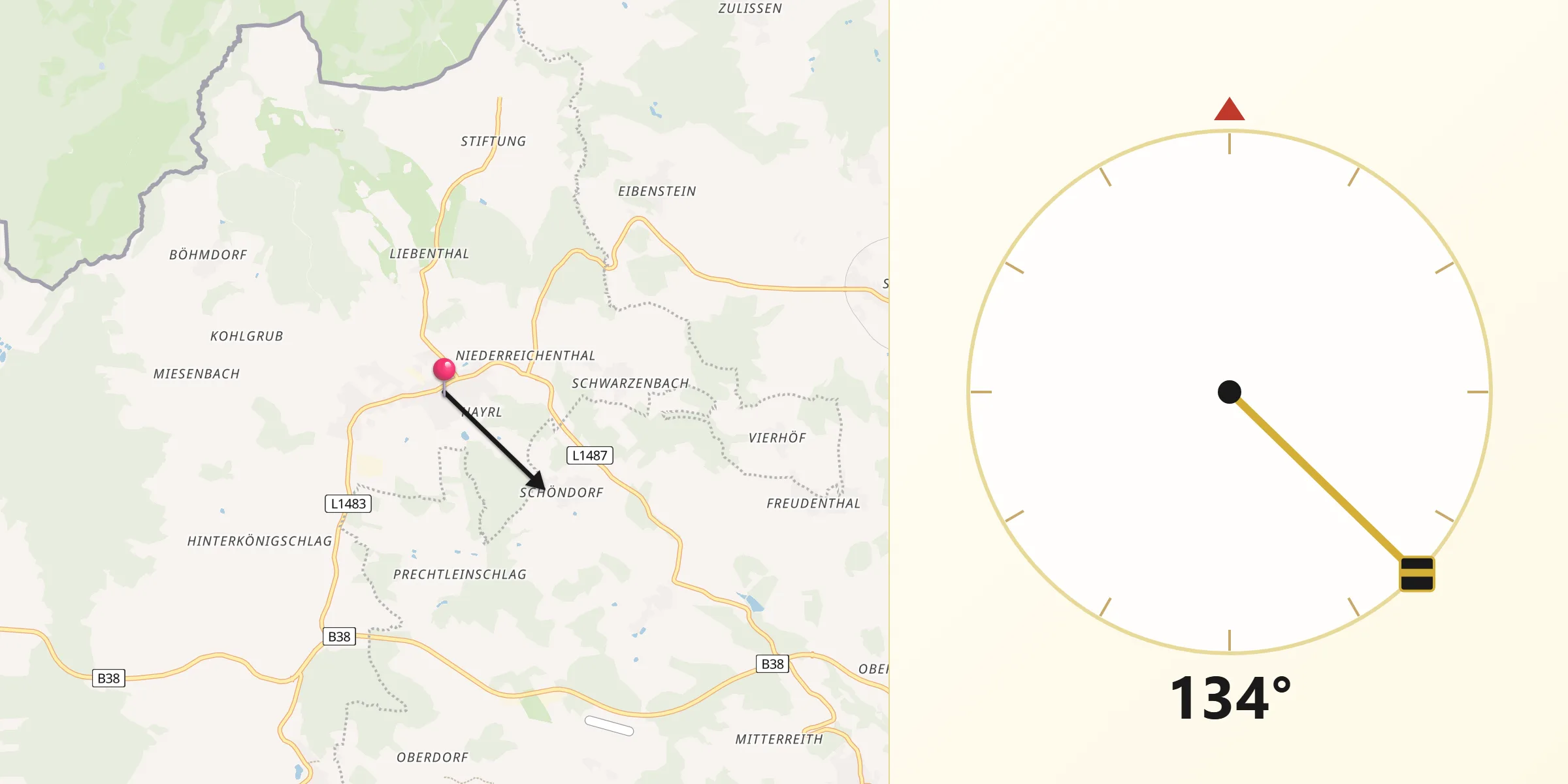 Qibla-Richtung von Reichenthal