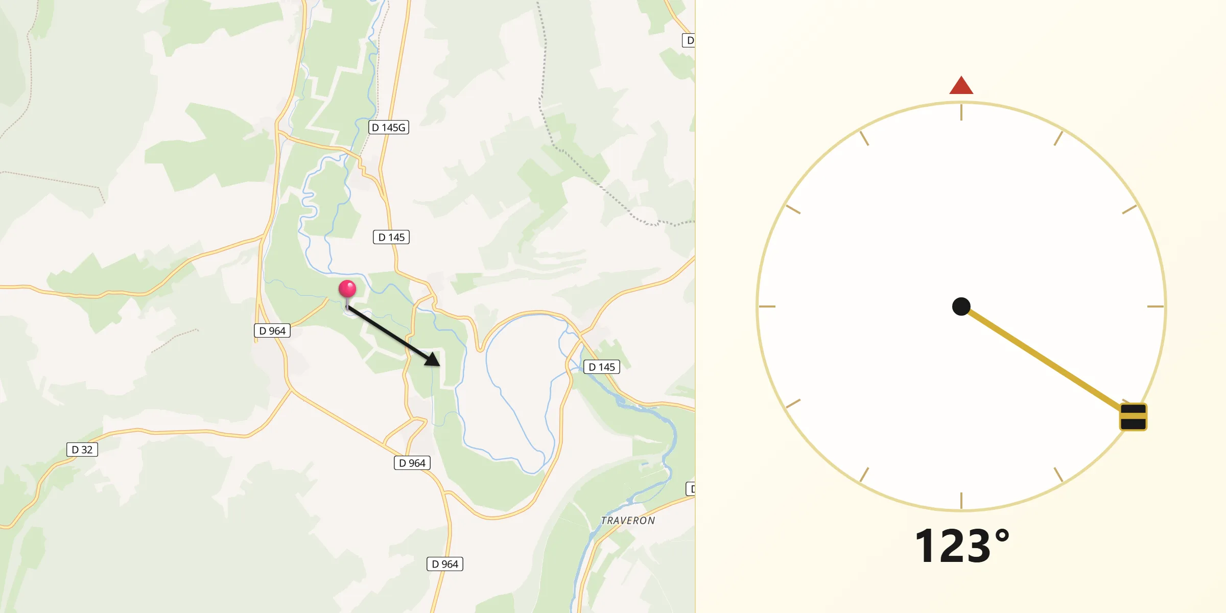 Direction vers la Qibla depuis Champougny