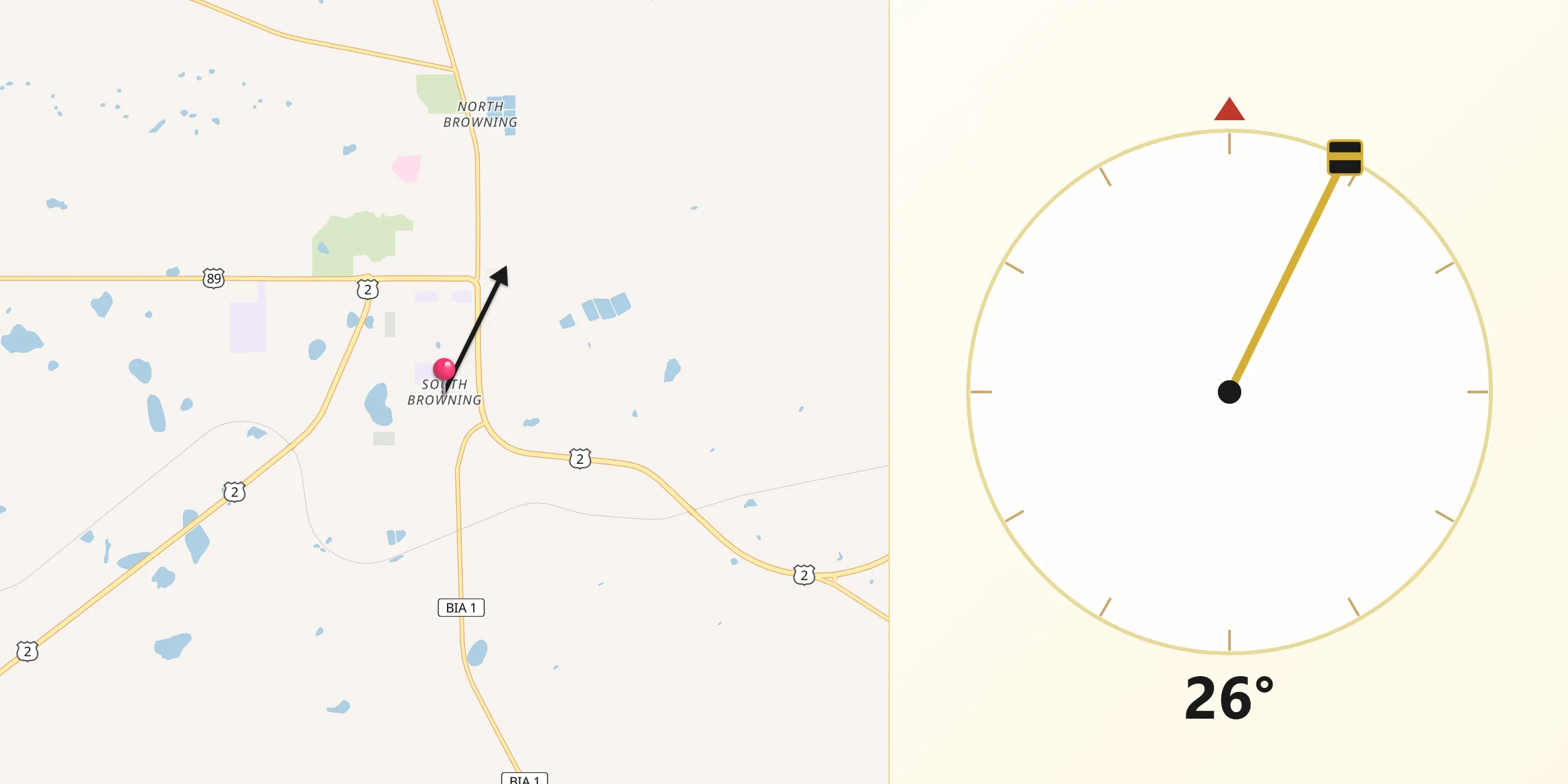 Qibla Direction from South Browning