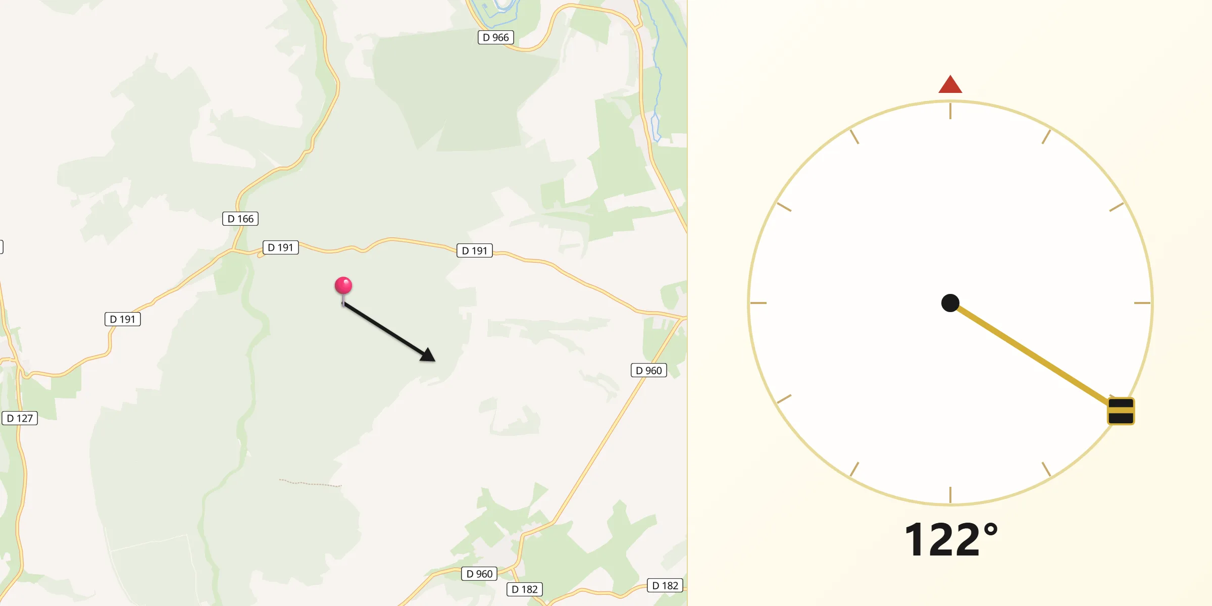 Direction vers la Qibla depuis Houdelaincourt