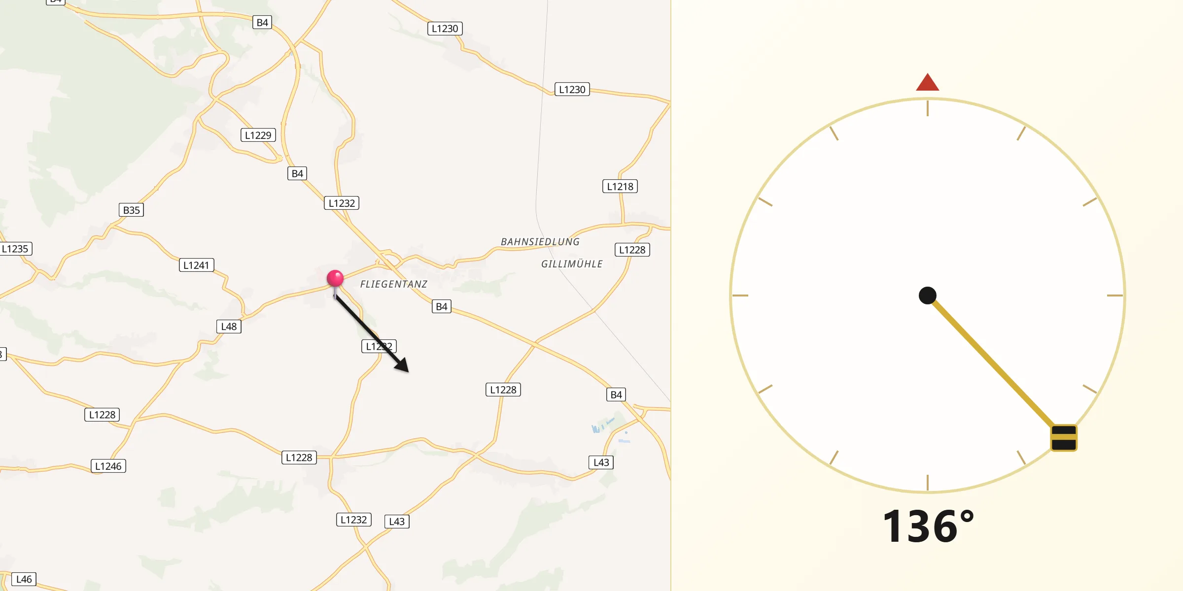 Qibla-Richtung von Ravelsbach