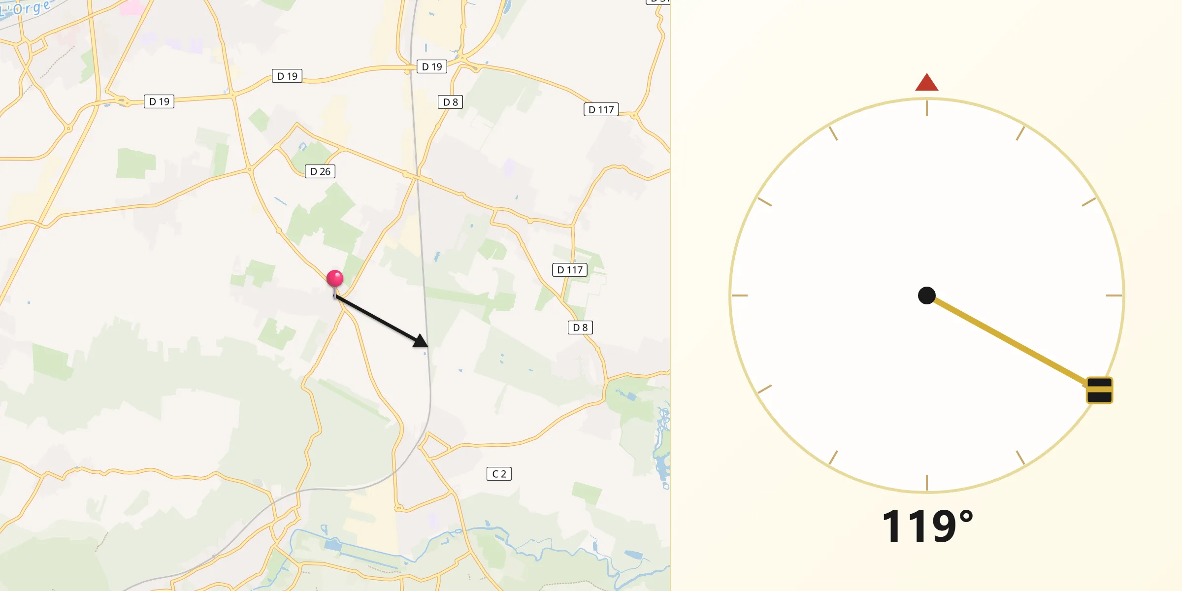 Direction vers la Qibla depuis Cheptainville
