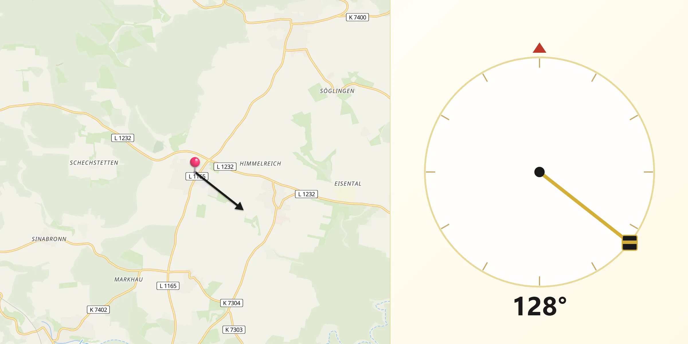 Qibla-Richtung von Weidenstetten